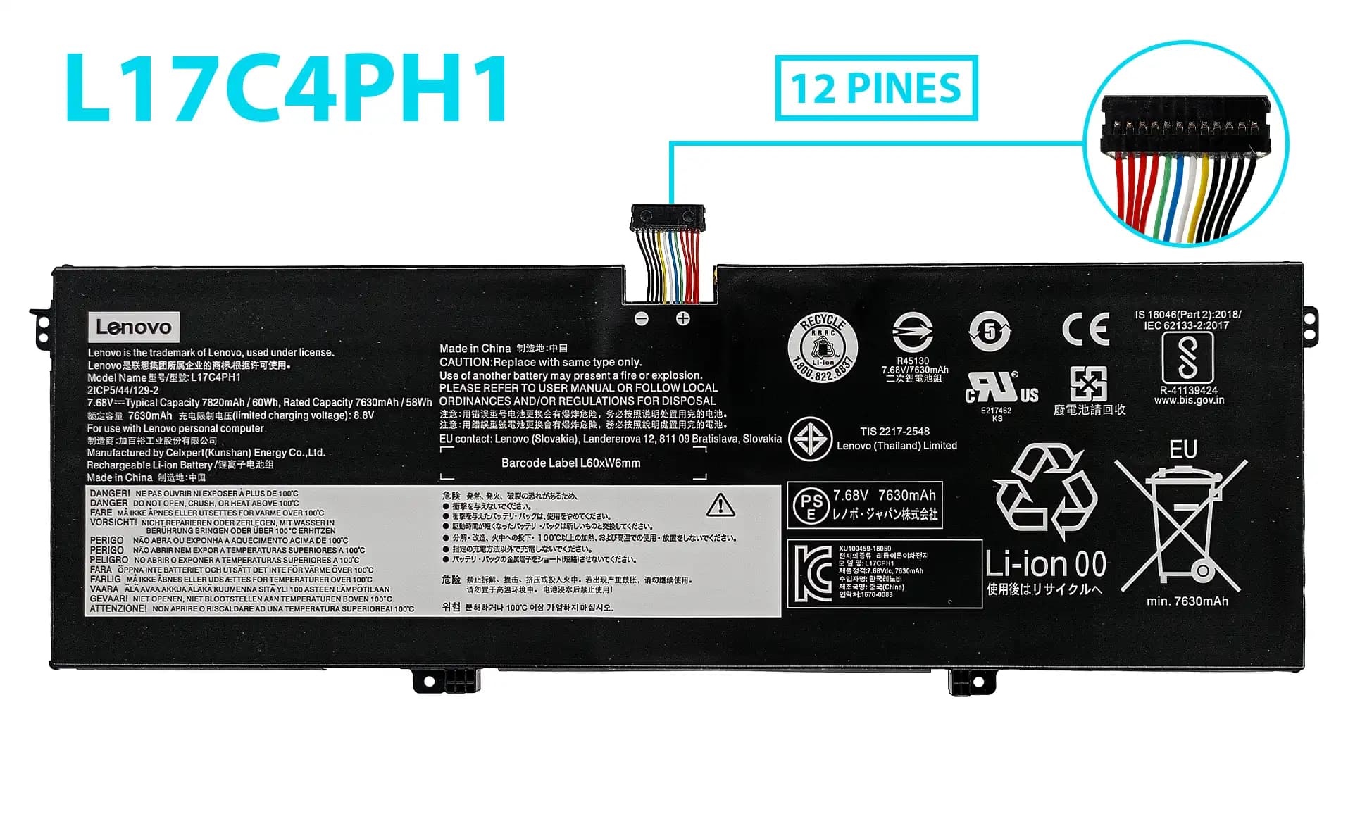 BATERIA LENOVO YOGA C930 L17C4PH1 L17M4PH1 L17M4PH2 L17M4PH3 INTERNA *ORIGINAL* — imagen 1