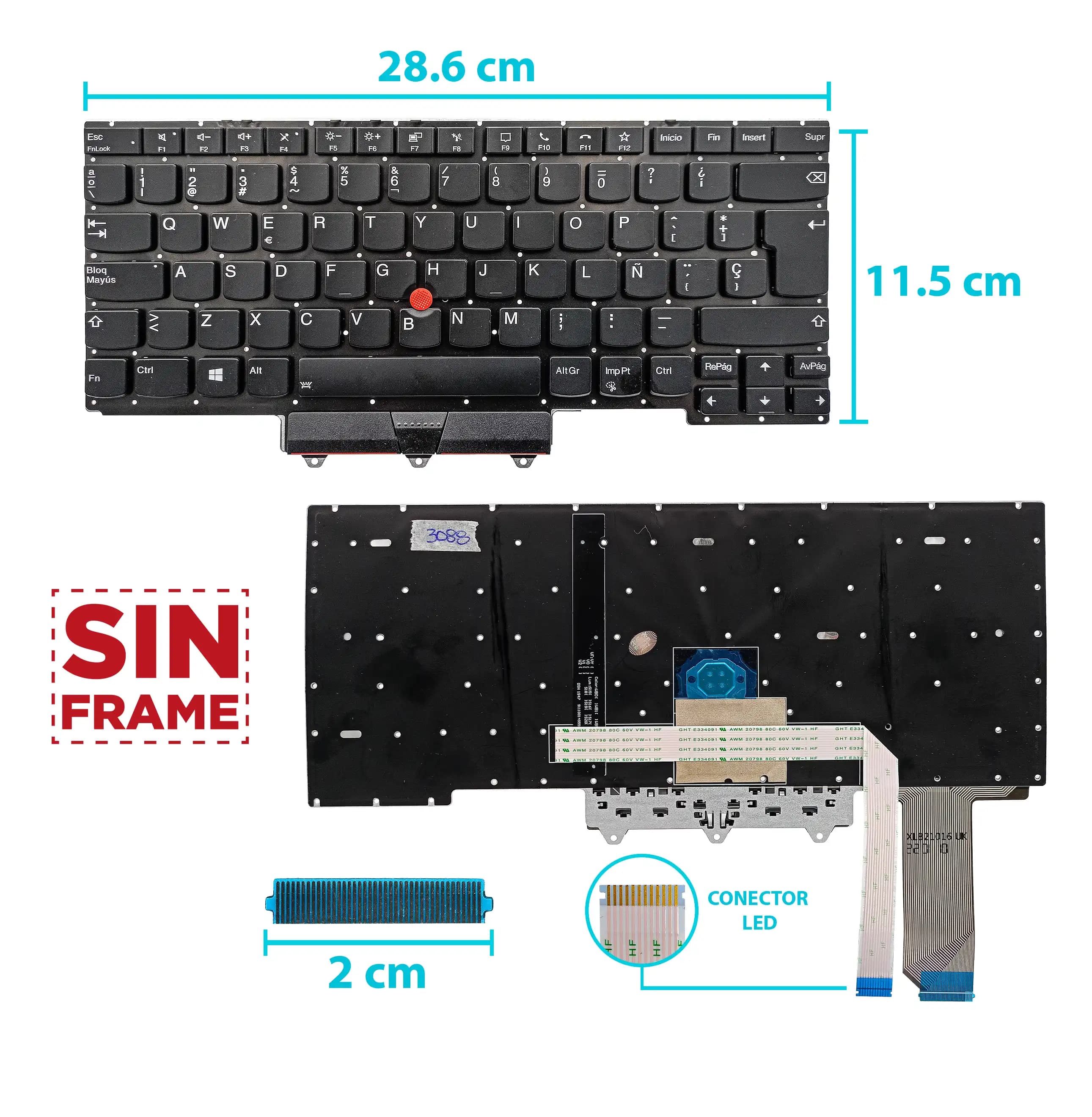 TECLADO LENOVO THINKPAD E14 GEN 1 2020 TYPE 20RA 20RB E14 GEN 2 TYPE 20T6 20T7 20TA 20TB CON POINTER SIN FRAME SP — imagen 1