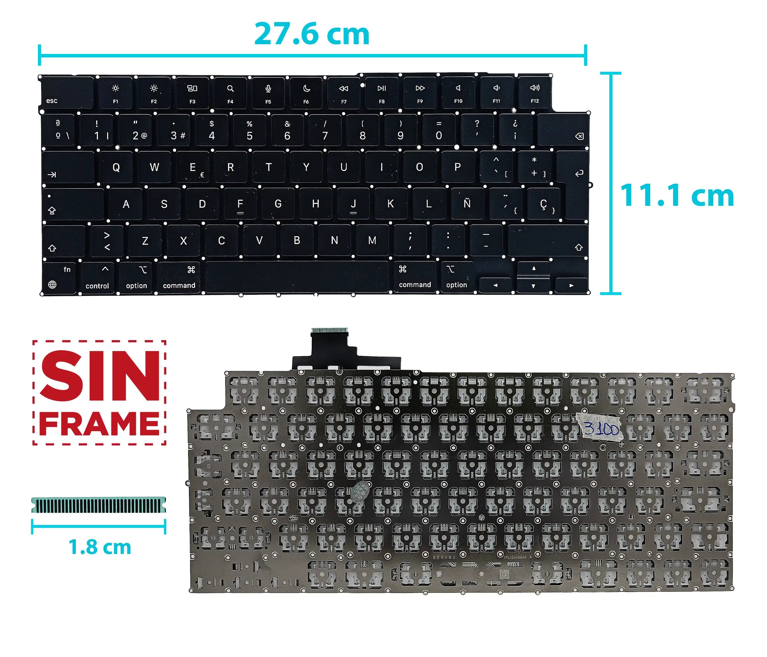 TECLADO APPLE MACBOOK AIR M2 2022 A26813 SIN FRAME SP — imagen 1