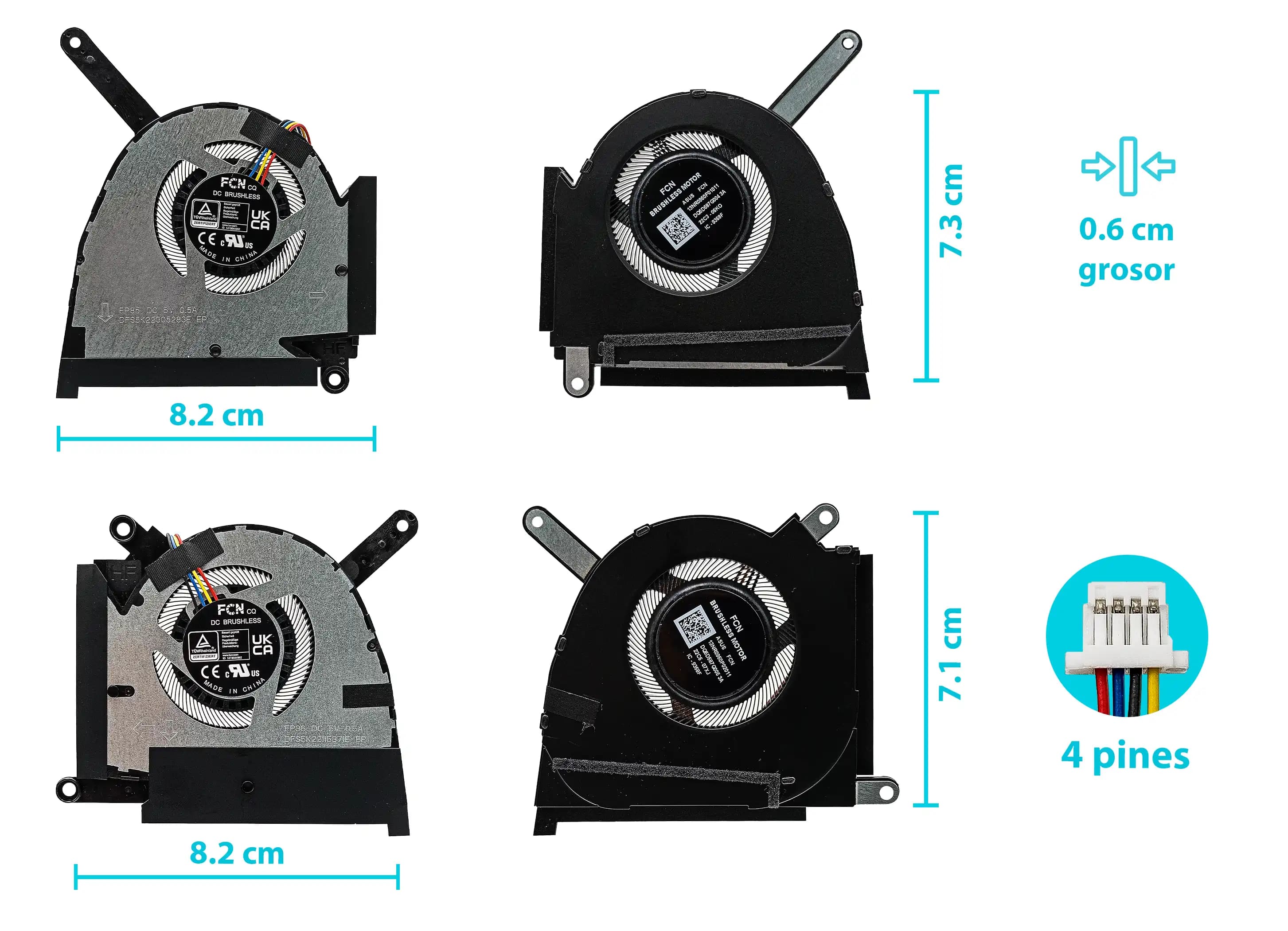 COOLER ASUS TUF F15 FX517ZC RTX3050 IZQUIERDO Y DERECHO (4 LINES) — imagen 1