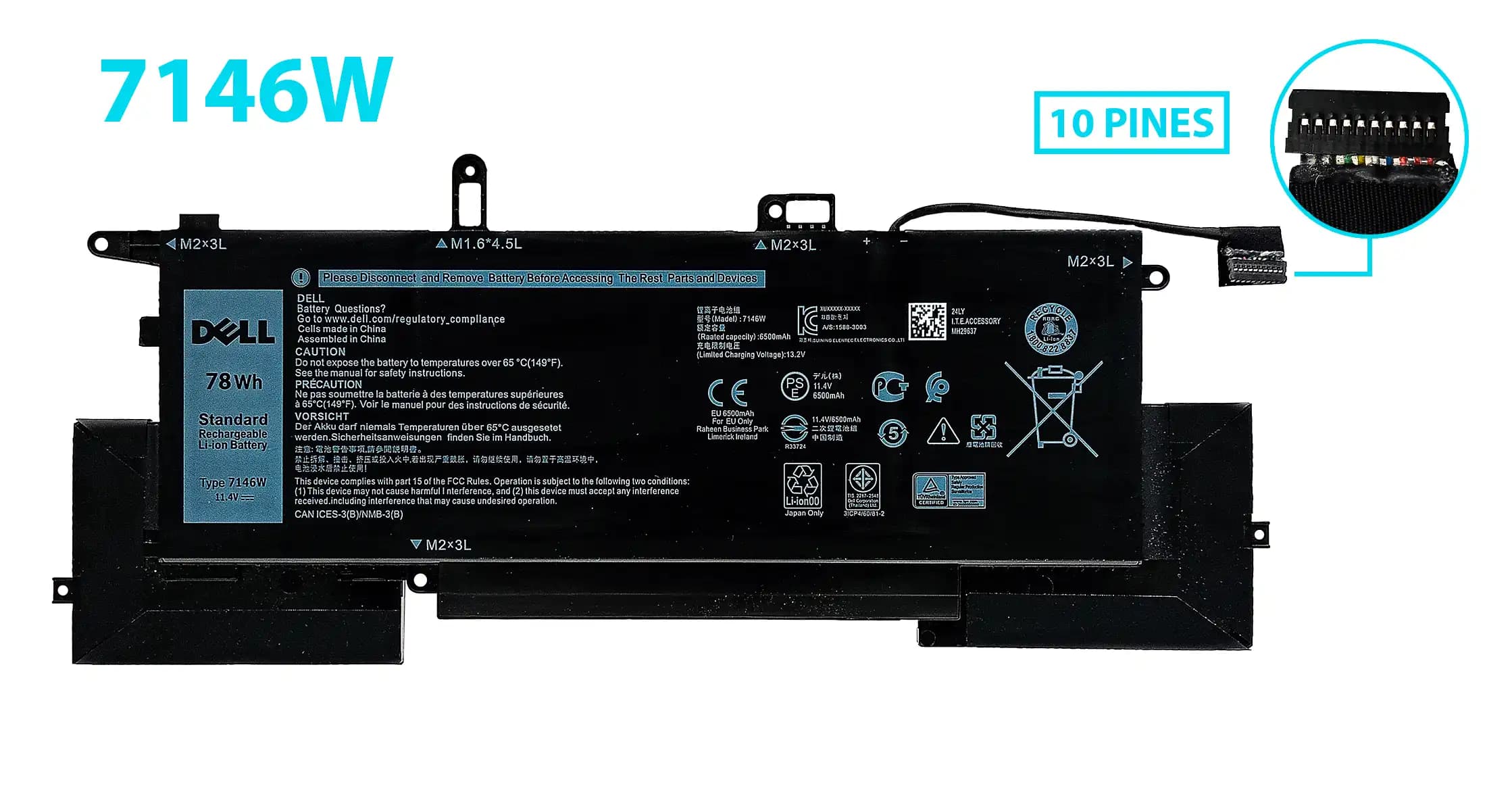 BATERIA DELL LATITUDE 400 9410 SERIES 7146W INTAERNA 78 Wh *ORIGINAL* — imagen 1