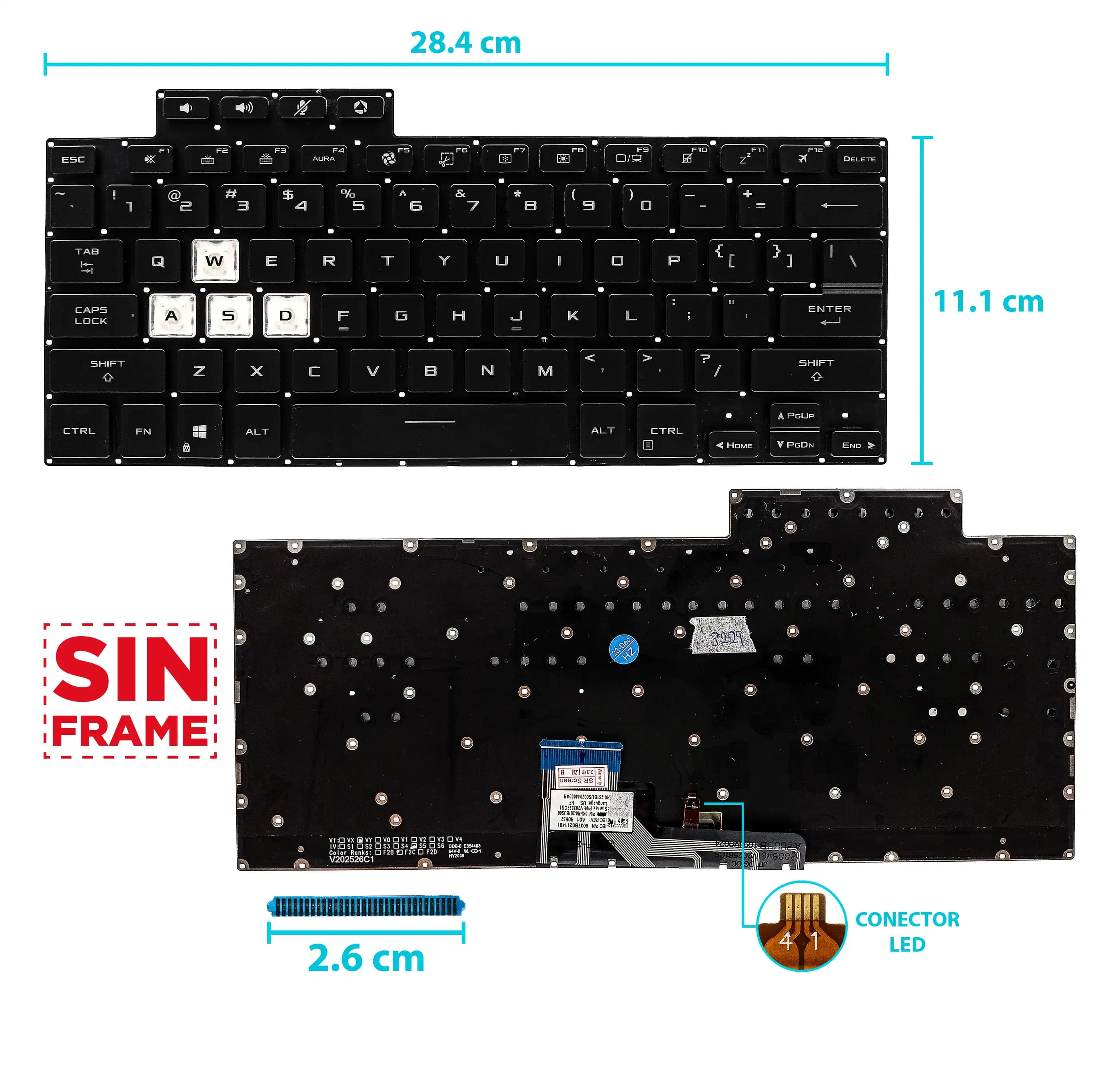 TECLADO ASUS TUF AIR FX516P FX516 FX516PR FX516PM FA516 CON BACKLITGH SIN FRAME US — imagen 1