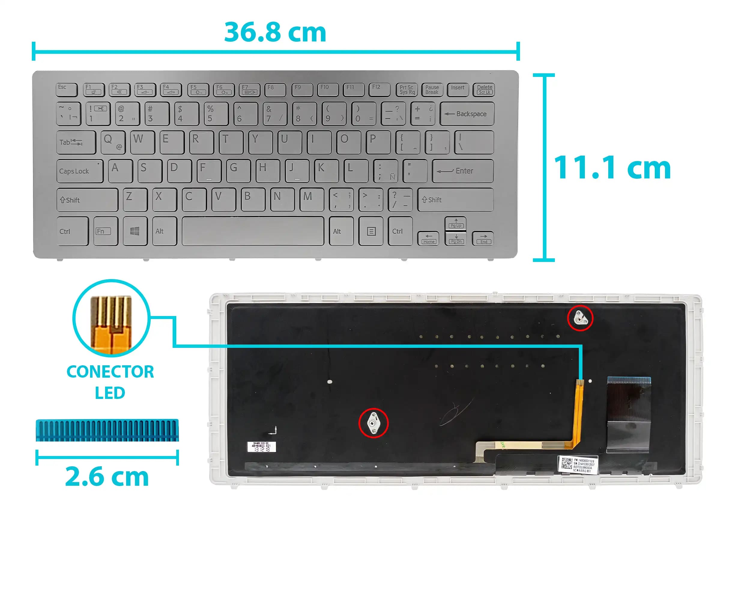 TECLADO SO BLANCO SVF15N 149264971 SILVER CON BACKLIGTH US — imagen 1