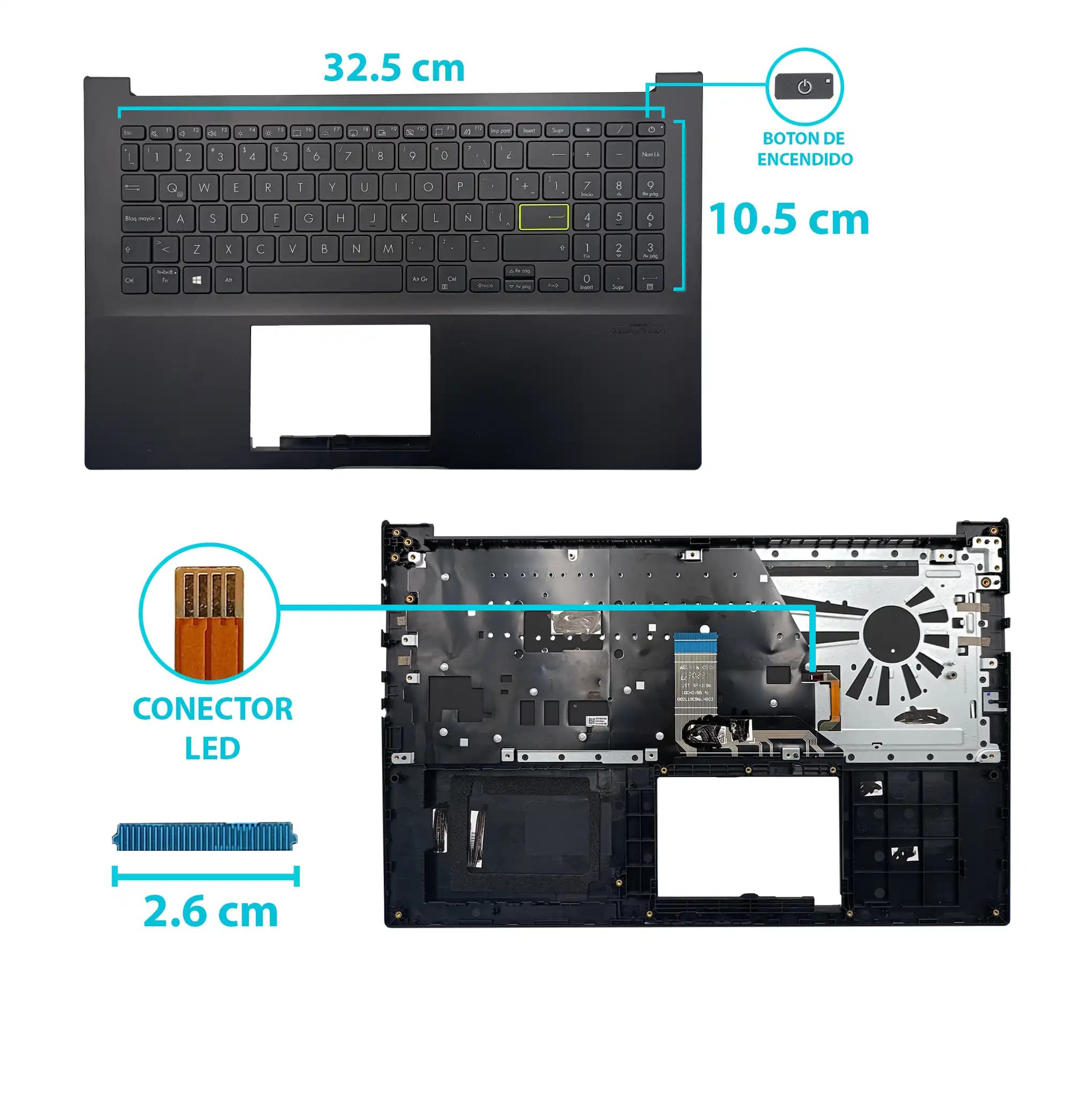 TECLADO ASUS X513EP-BQ255 X513EQ 5513EQ BOTTON POWER SP CON COVER NUMÉRICO — imagen 1