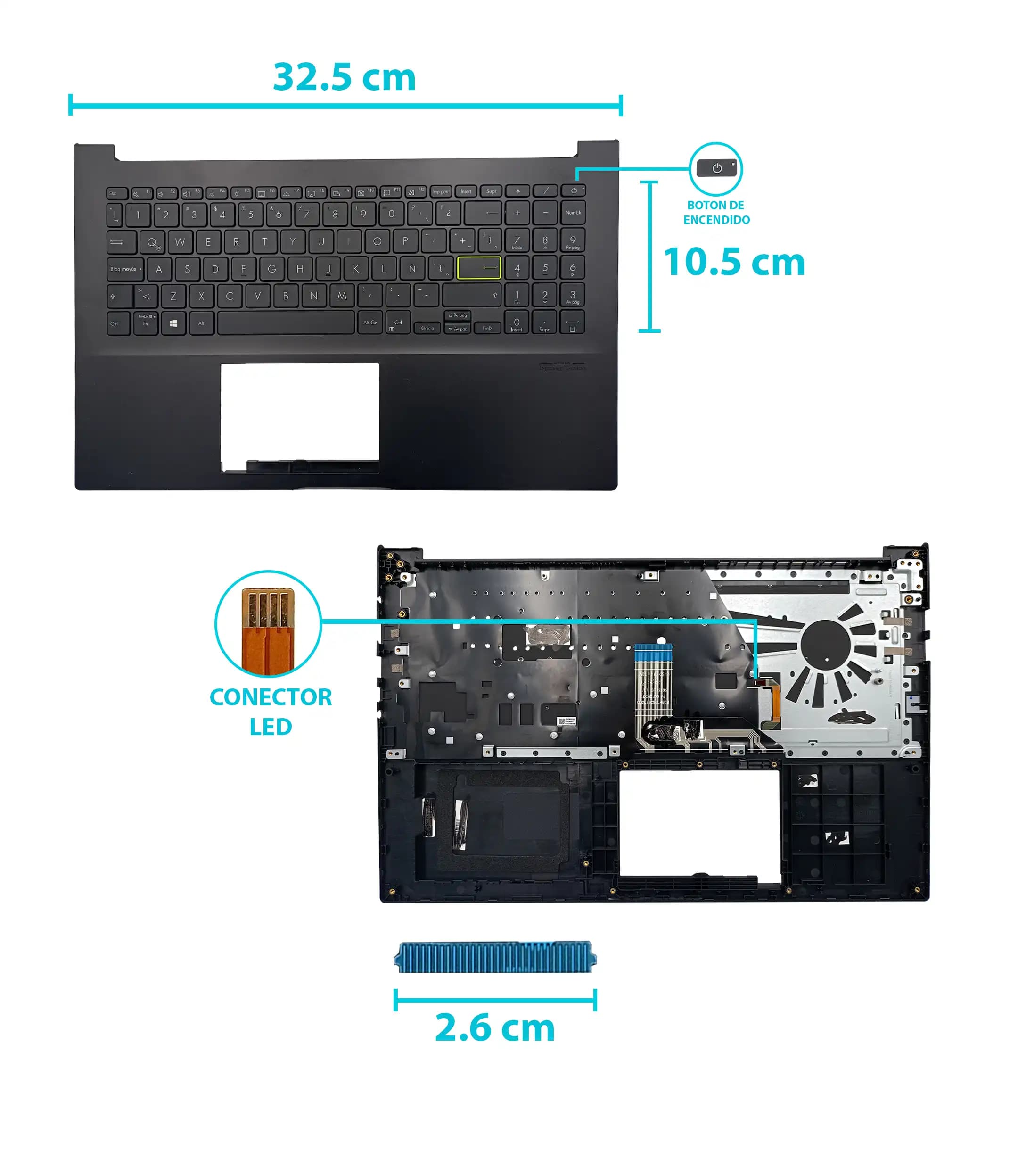 TECLADO ASUS X513EP-BQ255 X513EQ 5513EQ BOTTON POWER SP CON COVER NUMÉRICO — imagen 2