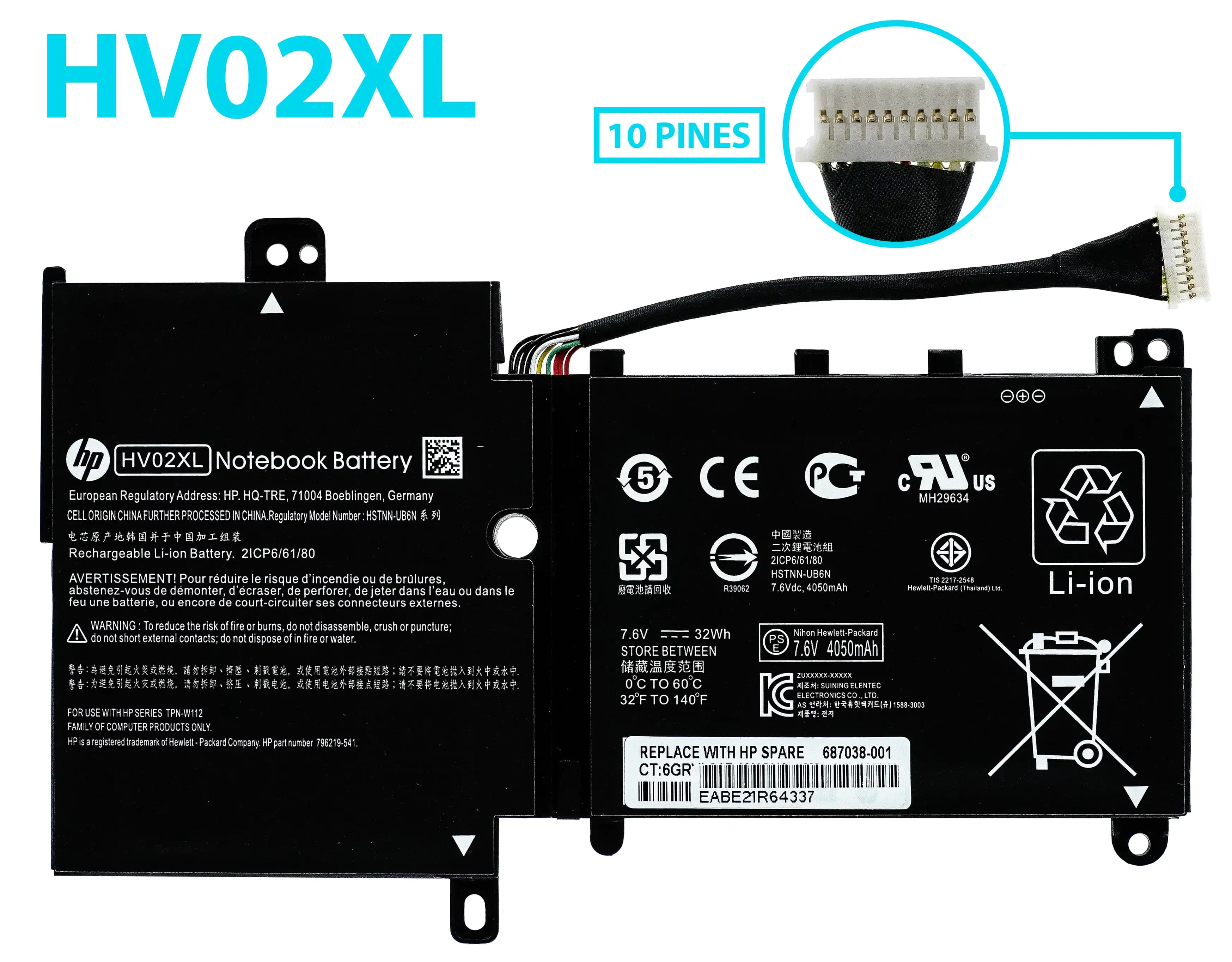 BATERIA HP HV02XL INTERNA *ORIGINAL* — imagen 1