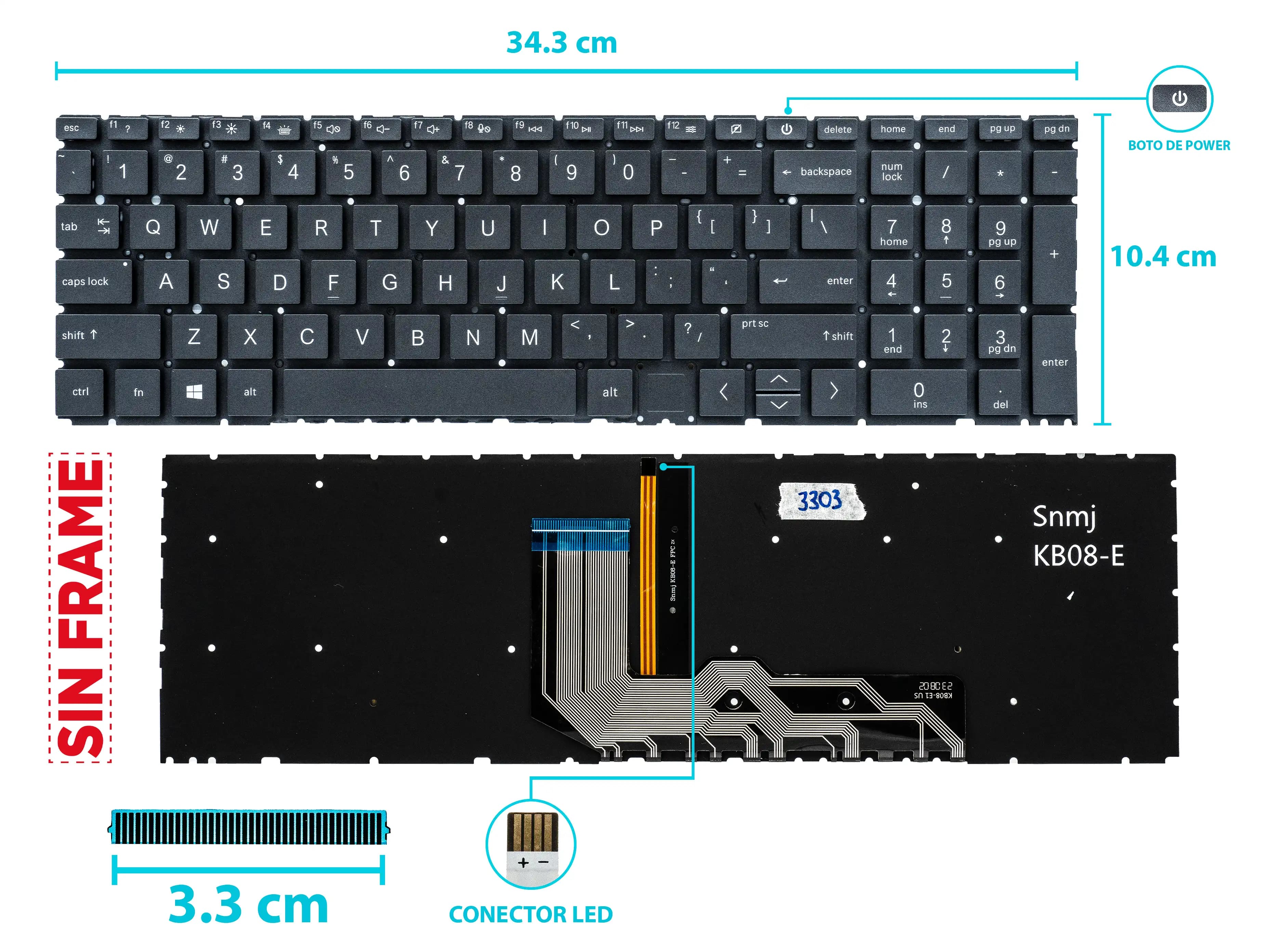 TECLADO HP ENVY 15-ED 15T-ED100 15T-ED000 15-ED0003CA CON BACKLIGTH BOTTON POWER SIN FRAME US NUMÉRICO — imagen 1