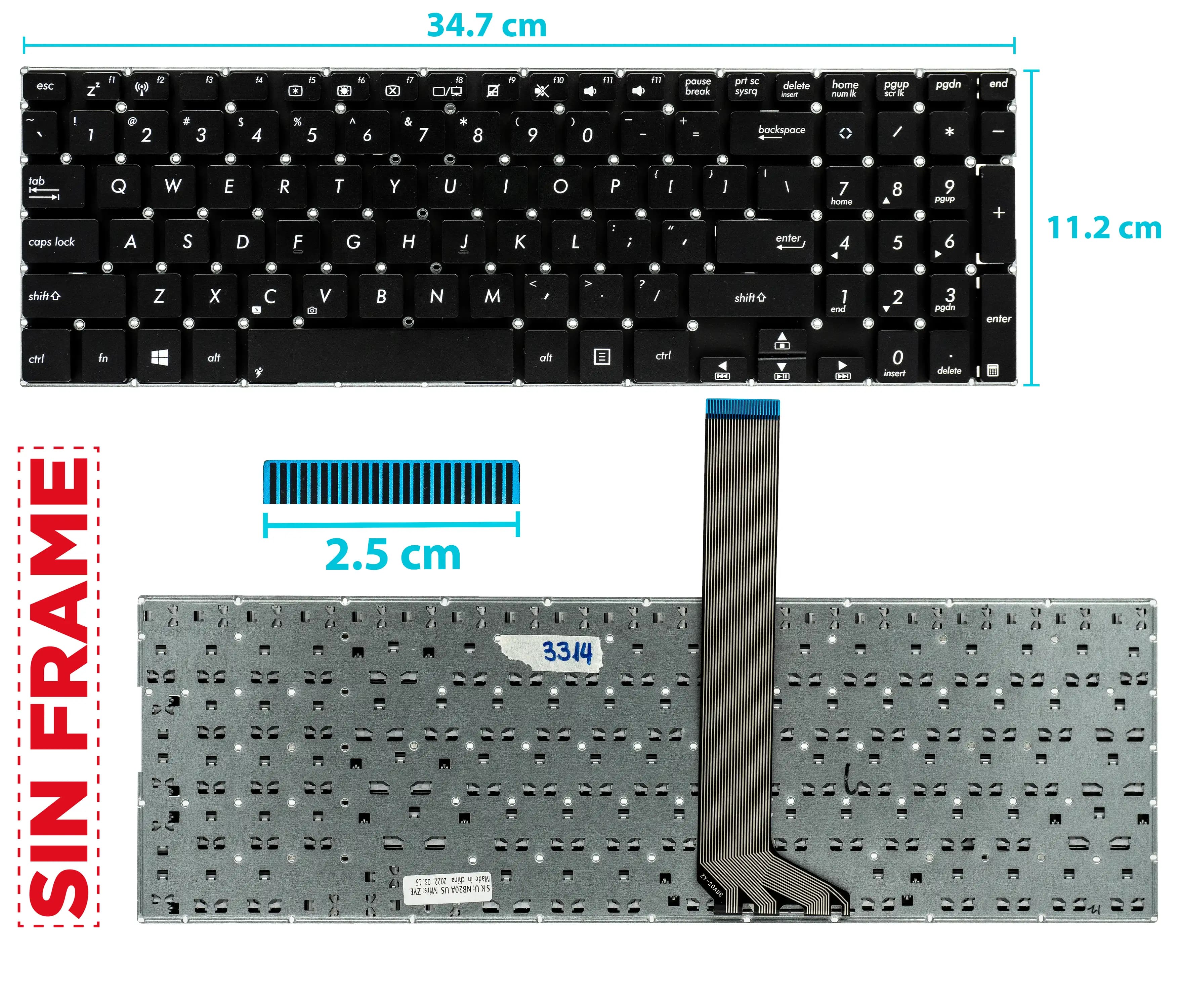 TECLADO ASUS VIVOBOOK V551 V551L V551LA V551LB V551LN K551 K551L K551LA K551LB K551LN SIN FRAME US NUMÉRICO — imagen 1