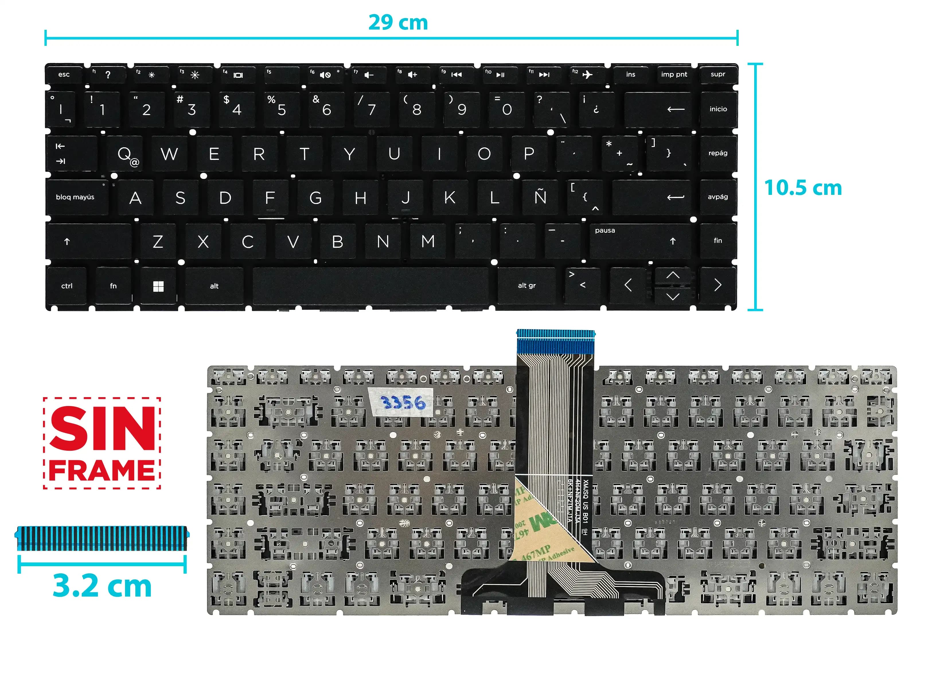 TECLADO HP STREAM 14-AX 14-CB 14-CB010NR 14-CB100 14-CB112DX 14-CB130NR ENTER SMALL SIN FRAME SP — imagen 1