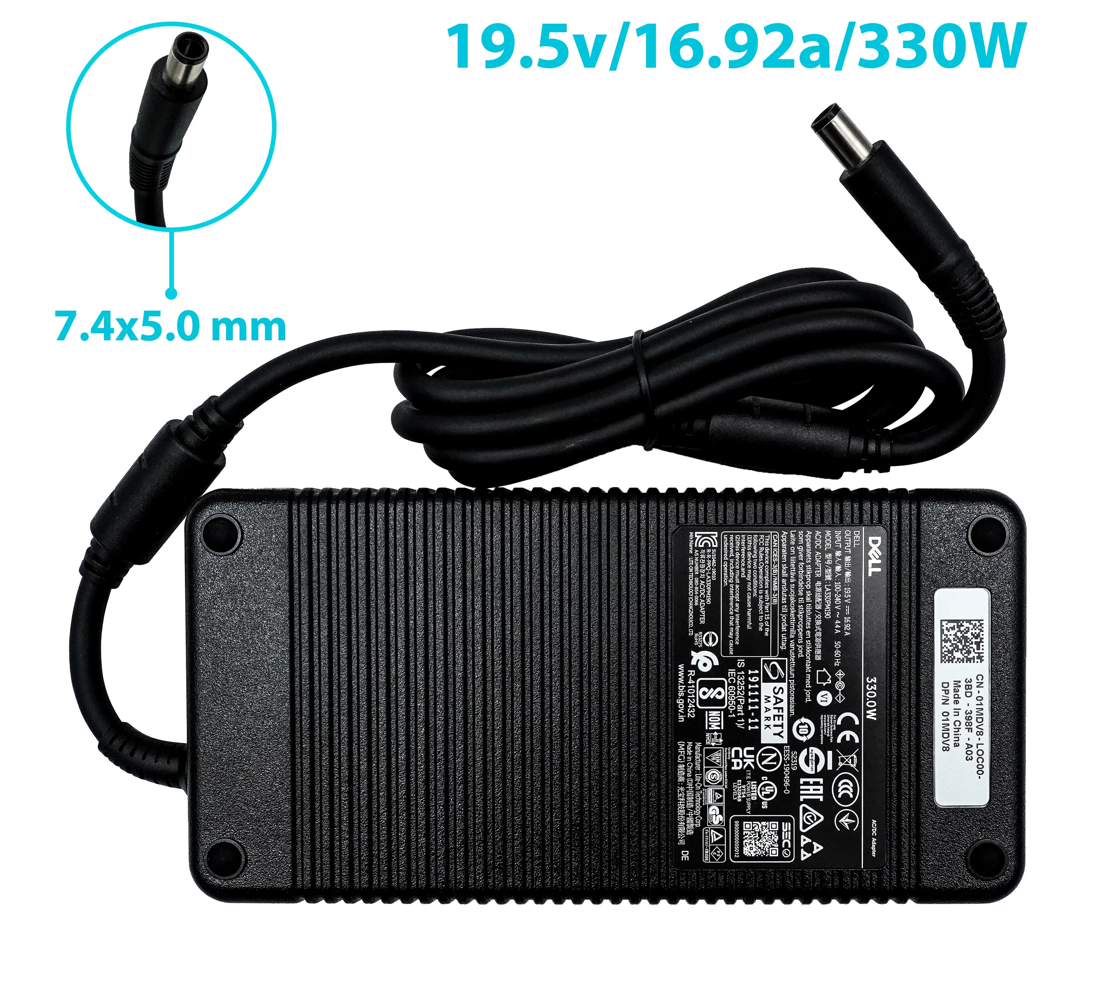 CARGADOR DELL 19.5v/16.92a/330W/7.4x5.0 mm PLUG AGUJA MINI *ORIGINAL* — imagen 2