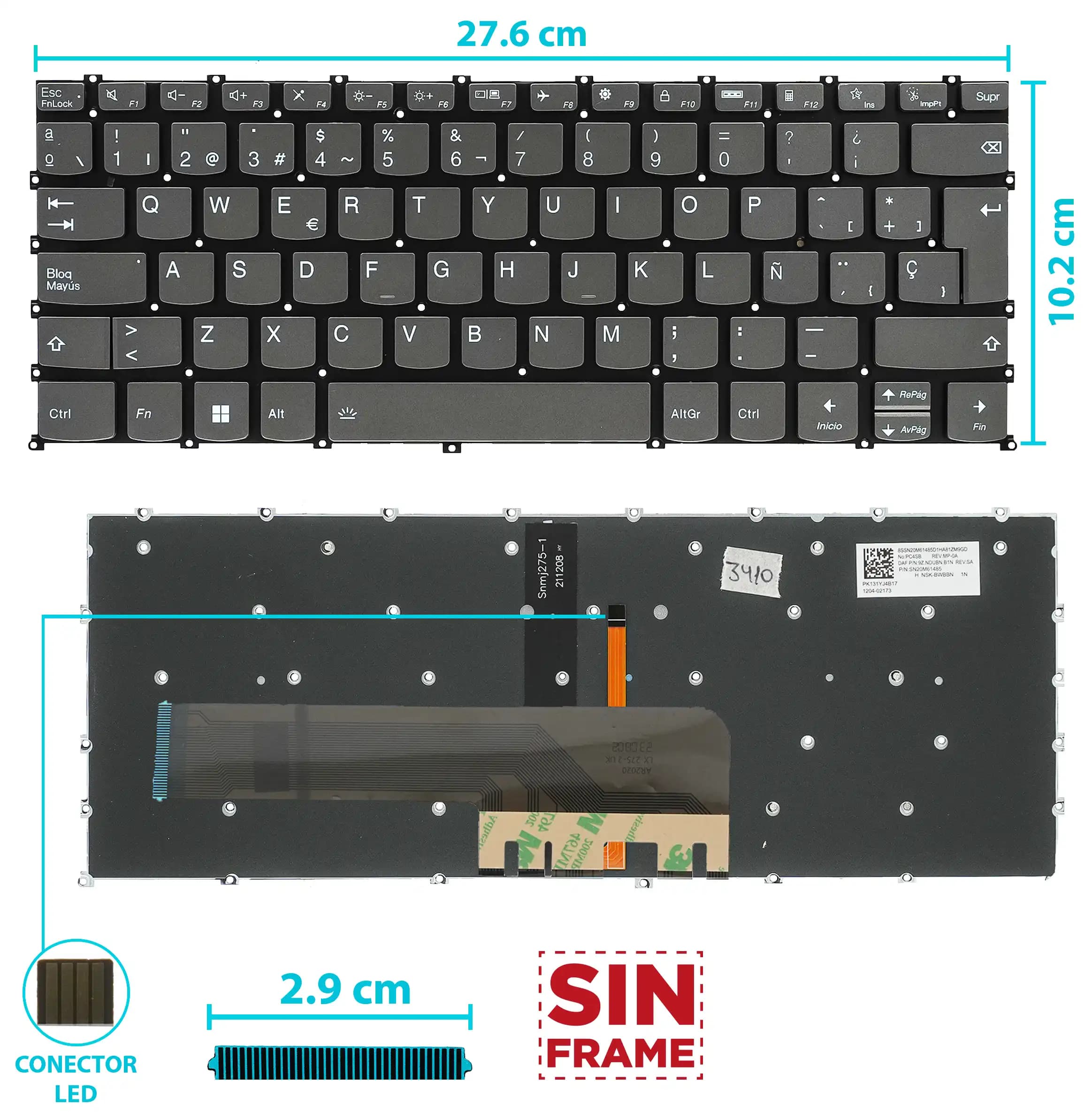TECLADO LENOVO FLEX 5-14ARE05 5-14IIL05 5-14ITL05 5-14ALC05 CON BACKLIGTH SIN FRAME SP — imagen 1