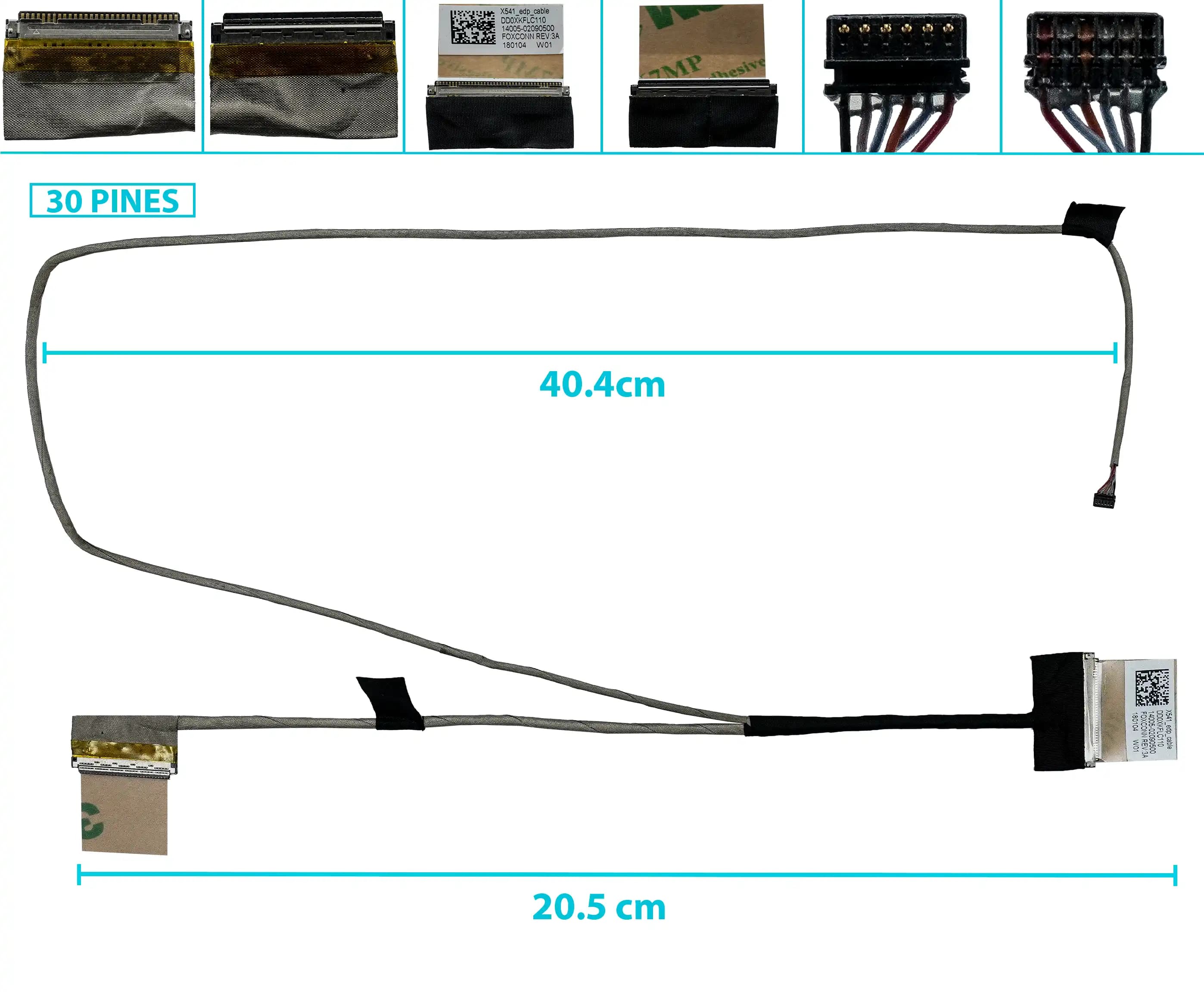 FLEX DE VIDEO ASUS X541 X541UA R541UA A541U 14005-02090500 DD0XKFLC110 (30 PINES) — imagen 1