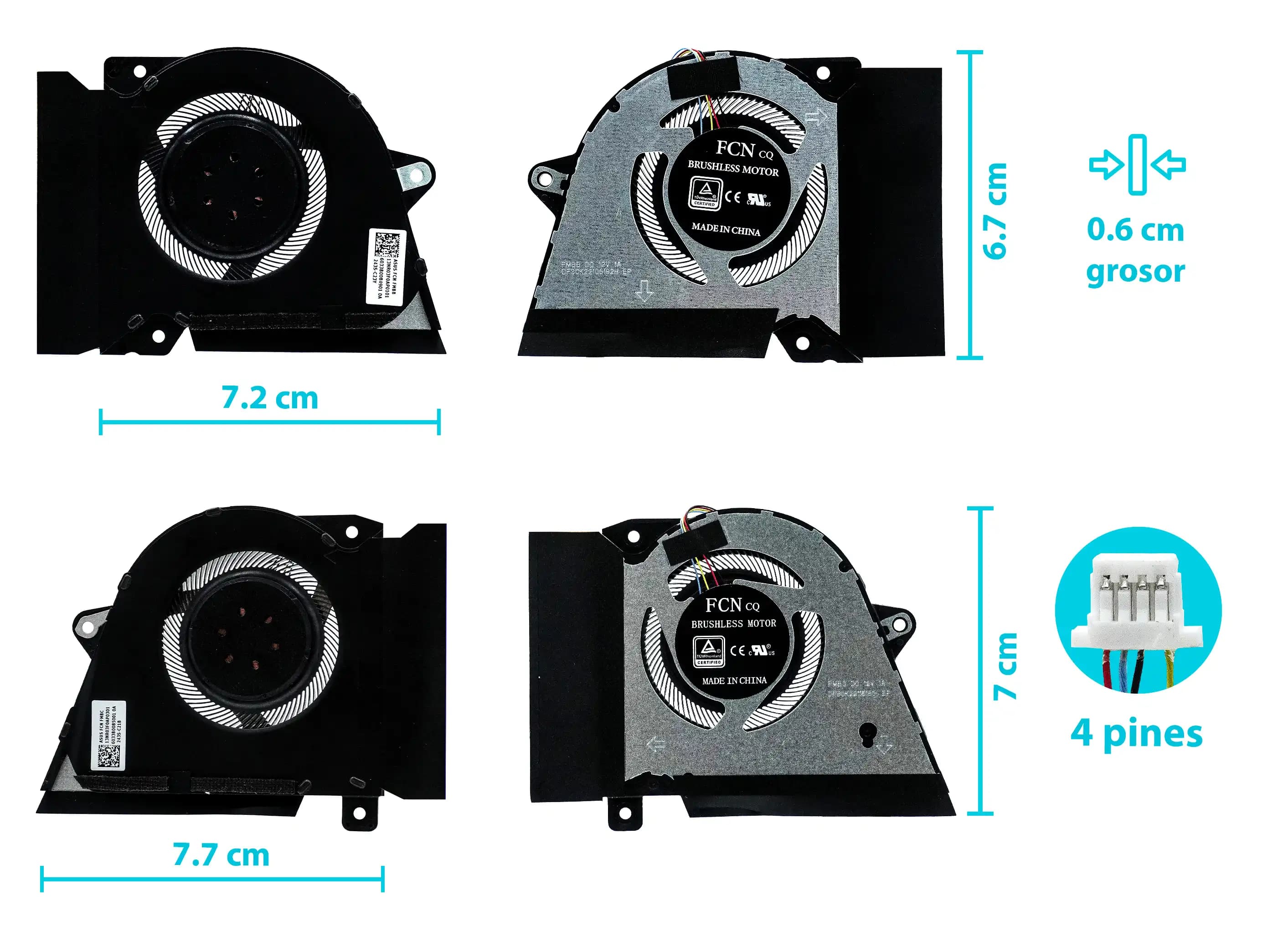 COOLER ASUS CPU GPU ASUS ROG ZEPHYRUS G14 GA401 GA401I GA401IV GA401IU (4 LINES) — imagen 1
