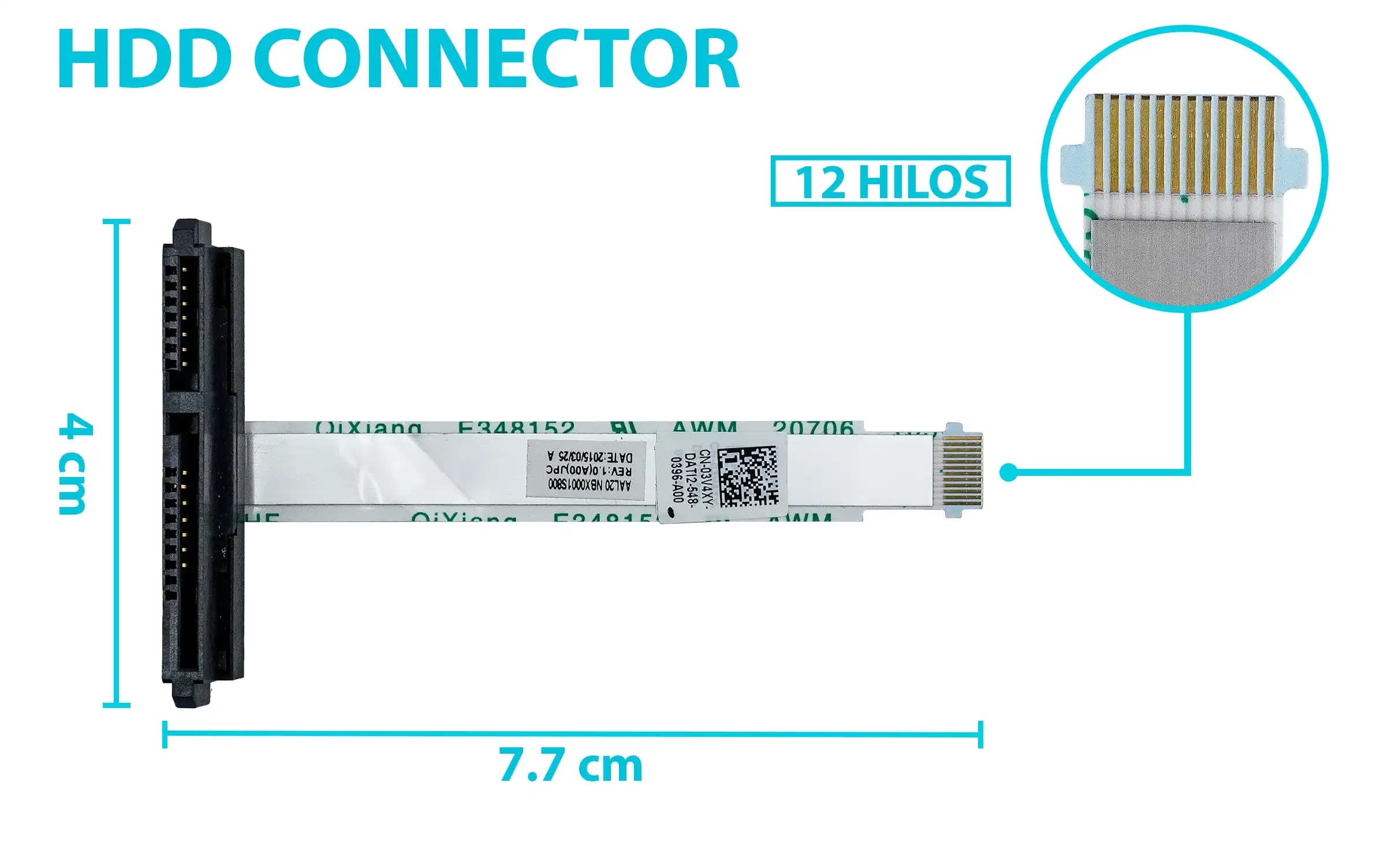 HARD DRIVE HDD CONNECTOR DELL INSPIRON 15 3551 3552 IRIS15 2SP 03V4XY NB0001S800 3V4XY 03V4XY CN-03V4XY 450.08805.2001 — imagen 1