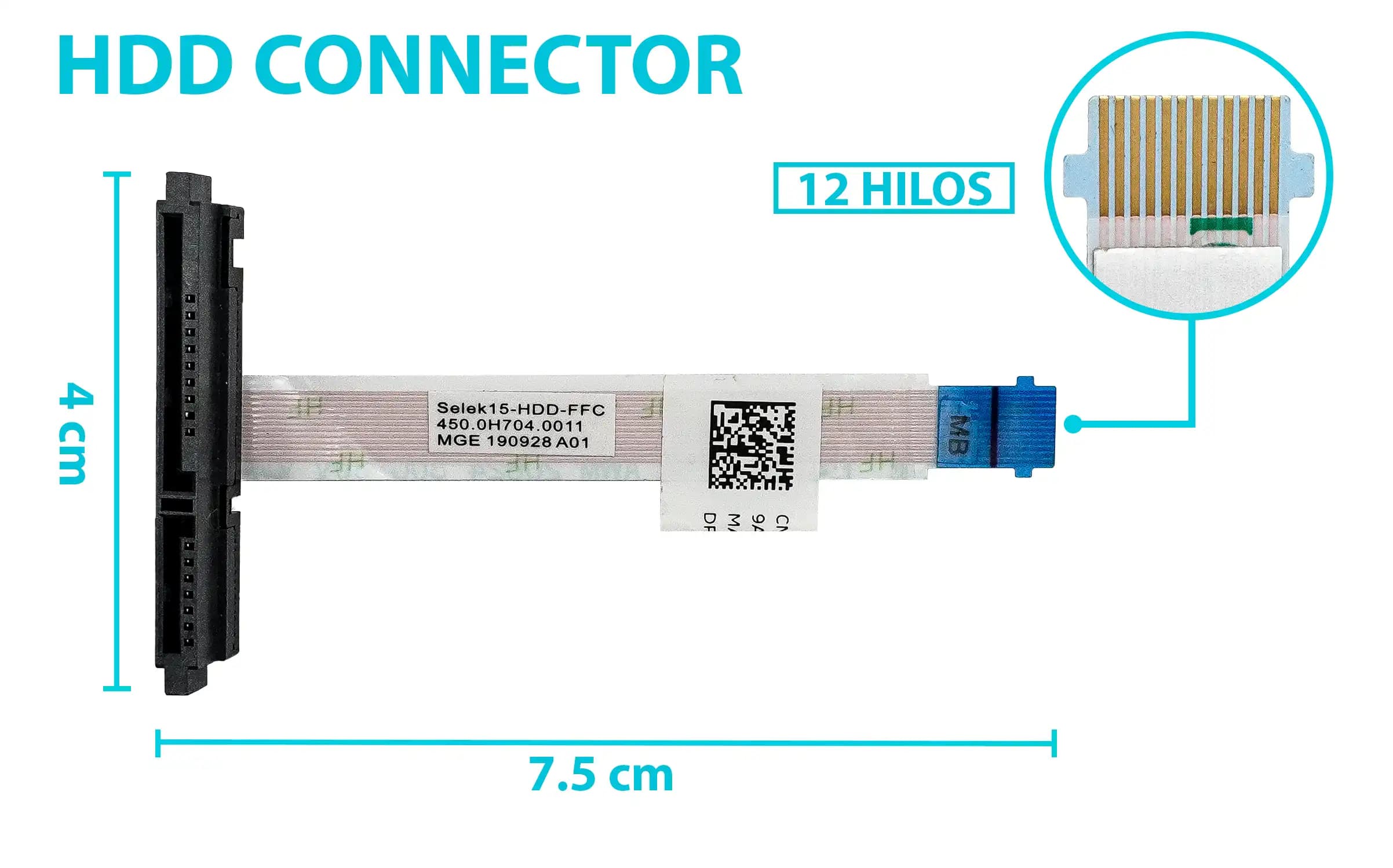 HARD DRIVE HDD CONNECTOR DELL 15 G3 3590 G3-3590 G5 5590 2019 450.0H704.0011 — imagen 1
