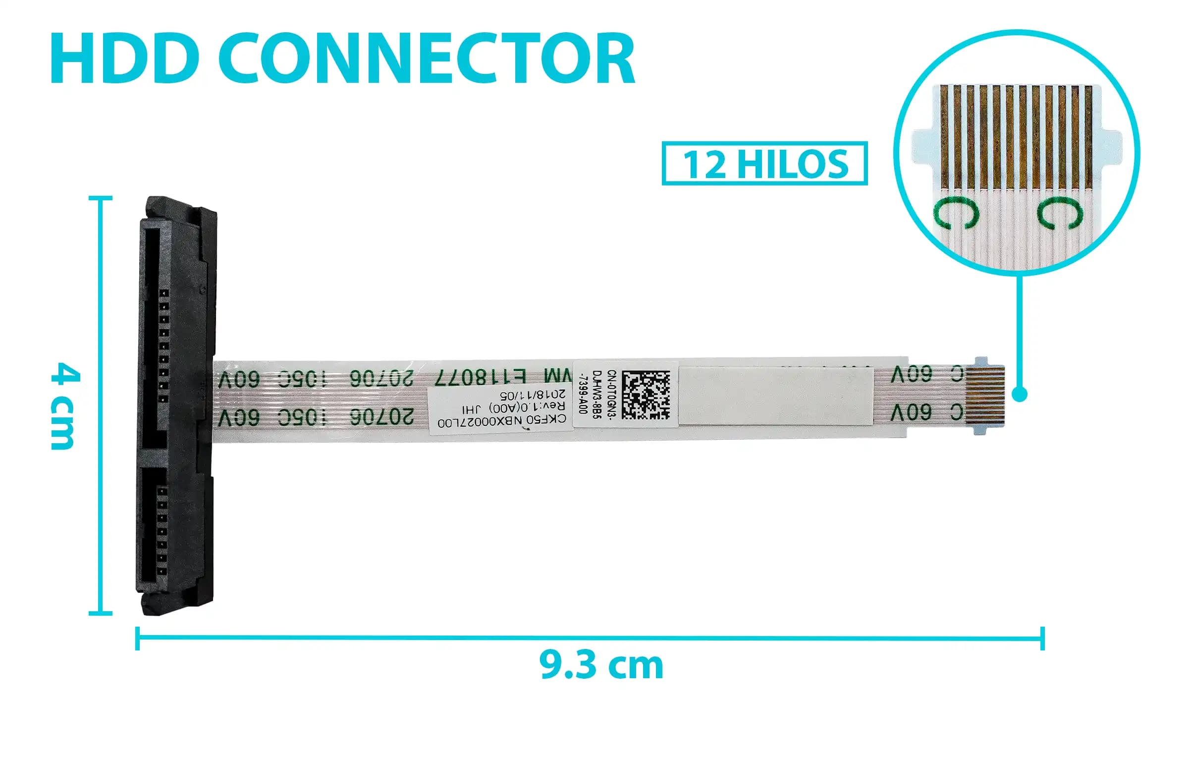 HARD DRIVE HDD CONNECTOR DELL INSPIRON 15 7577 7587 7588 P72F G7-7588 7591 7590 7790 0T0NG3 NBX00027L00 — imagen 1
