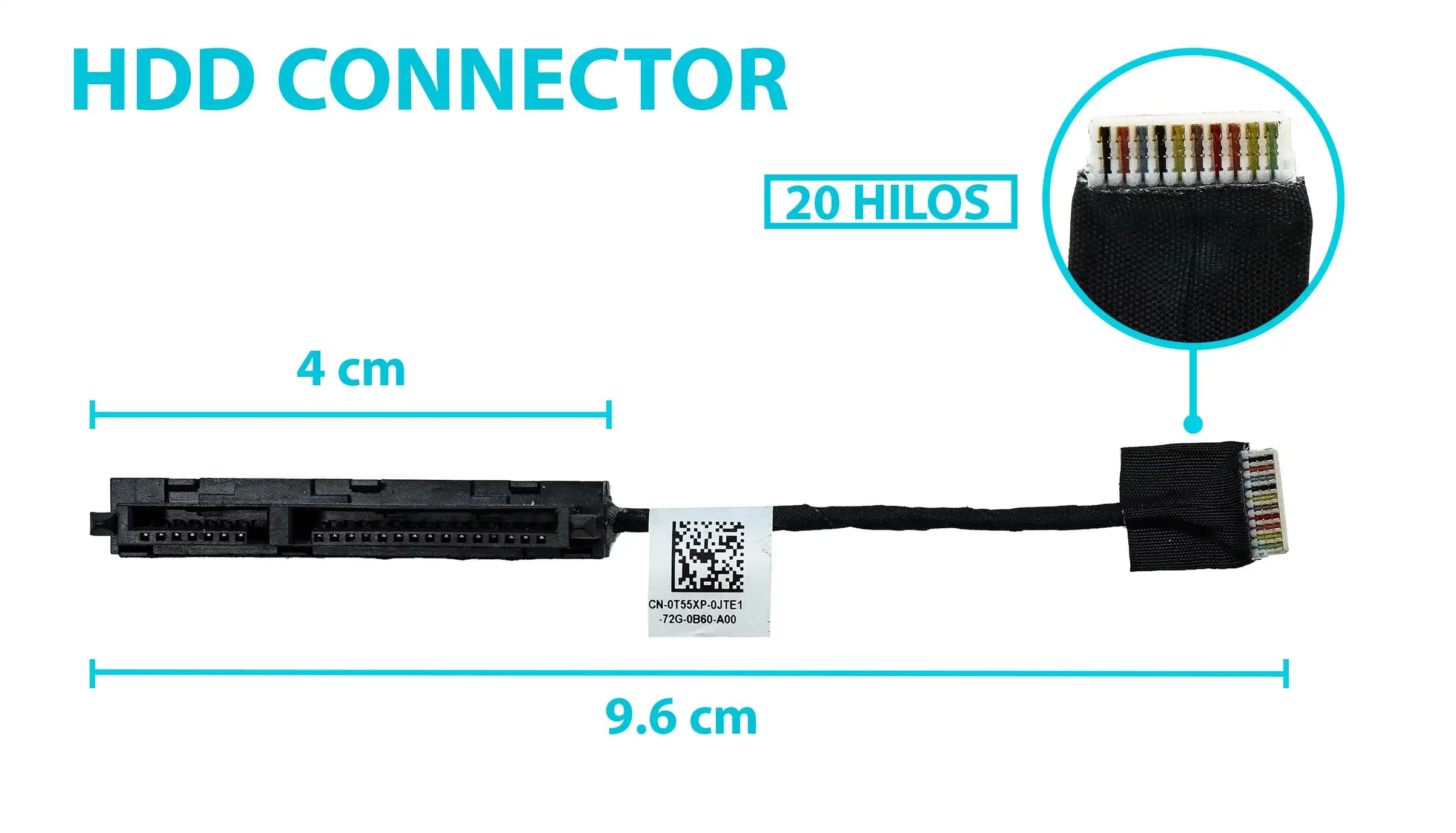 HARD DRIVE HDD CONNECTOR DELL INSPIRON 5542 5543 5545 5547 5548 5557 DC02001X200 0T55XP T55XP — imagen 1