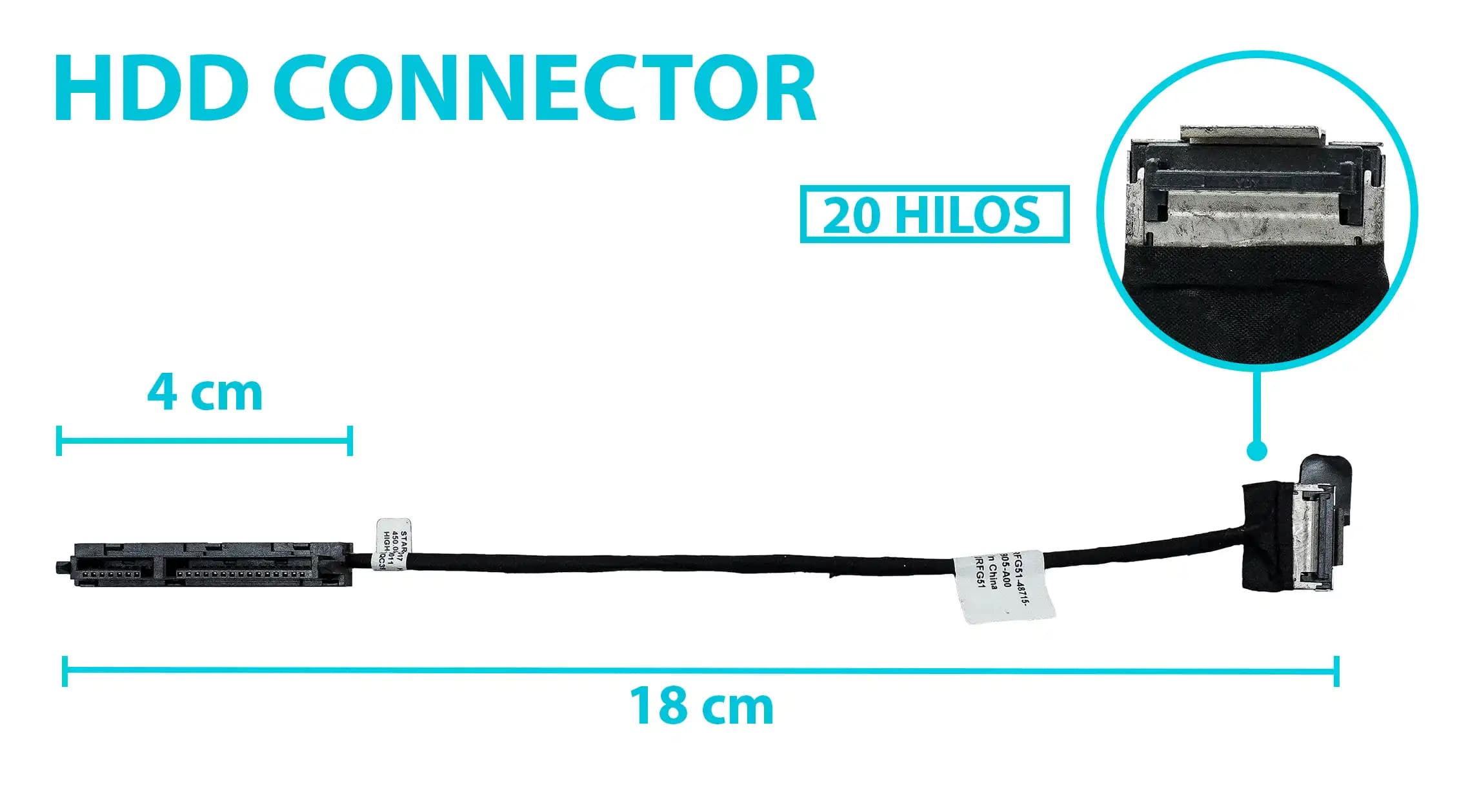 HARD DRIVE HDD CONNECTOR DELL INSPIRON 17 7773 7778 7378 7368 7569 7579 CN-0RFG51 0RFG51 450.08506.0011 — imagen 1