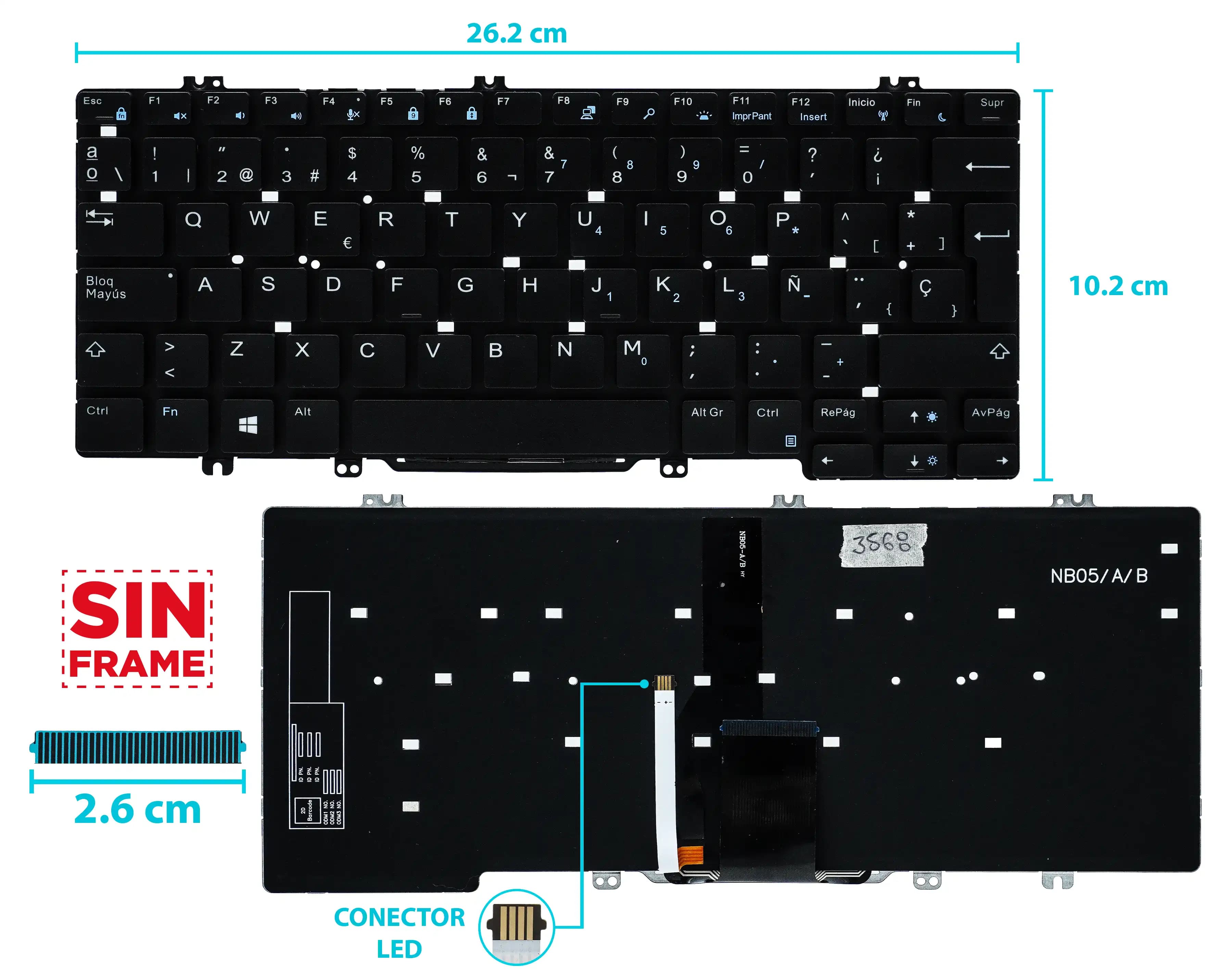 TECLADO DELL LATITUDE 7280 7290 7389 7390 SIN FRAME SP — imagen 1