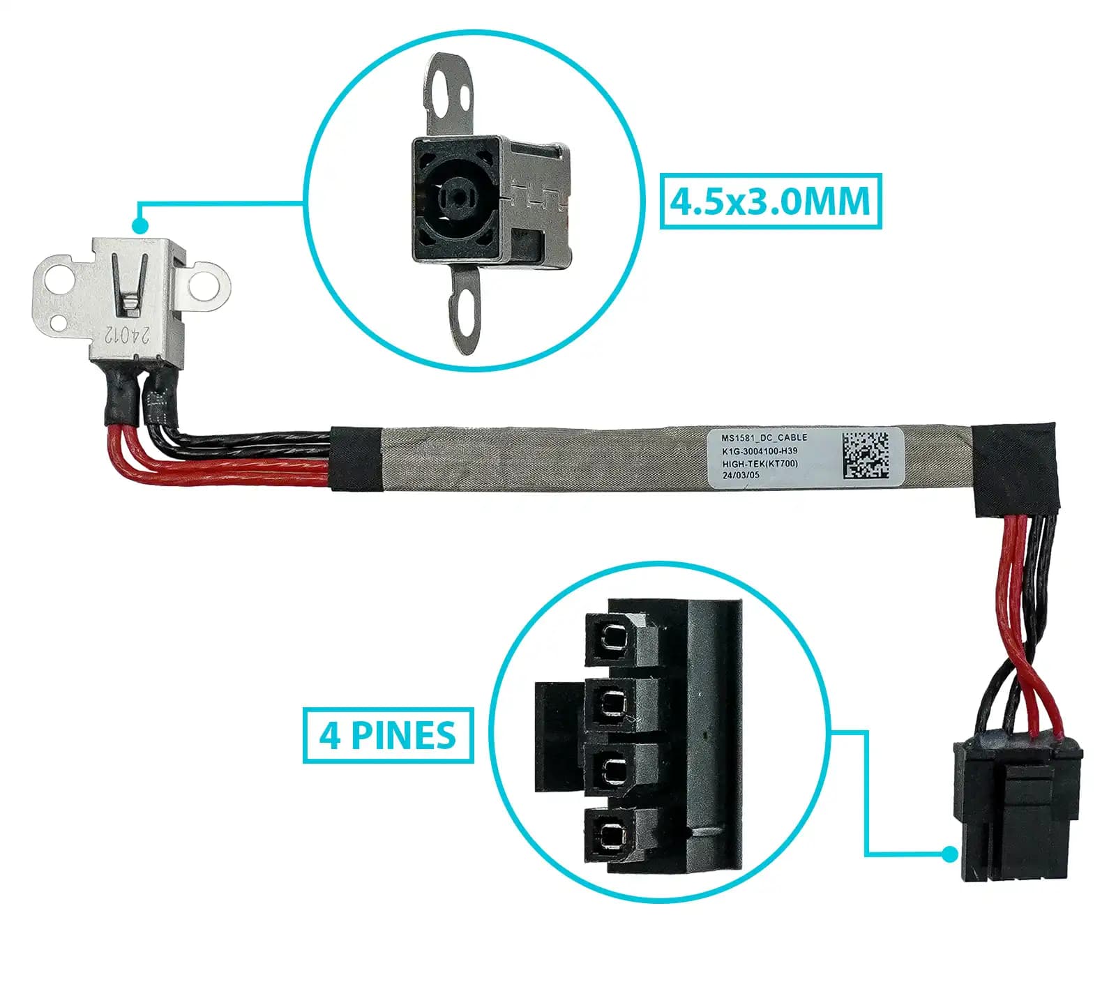 PIN DE CARGA DC JACK MSI KATANA 66 GF66 GL66 11UE 11UG MS1581 — imagen 1