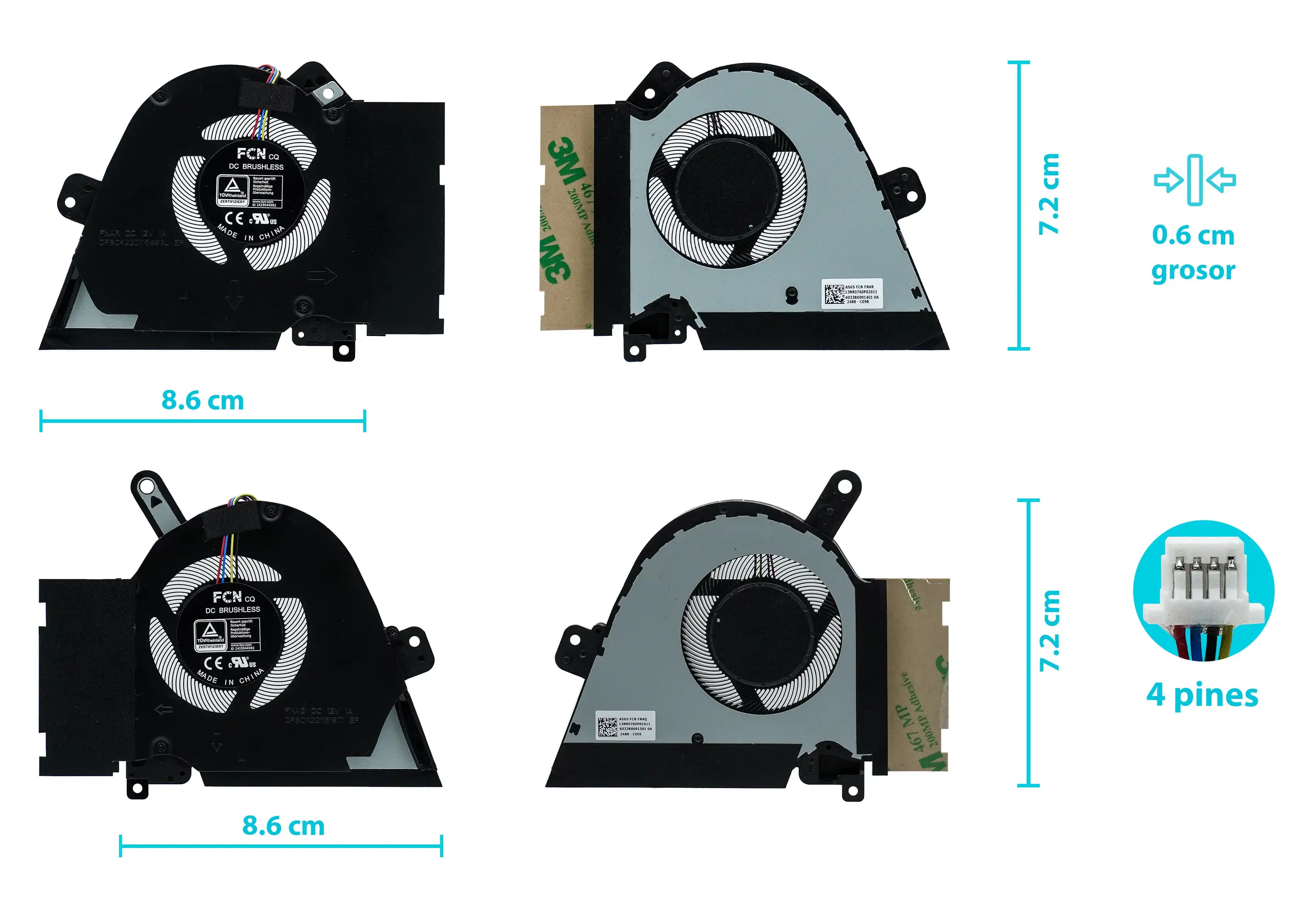 COOLER ASUS TUF DASH F15 FX516 FX516P FX516PM FX516PC CPU Y GPU 12V 1A (4 LINES) — imagen 1