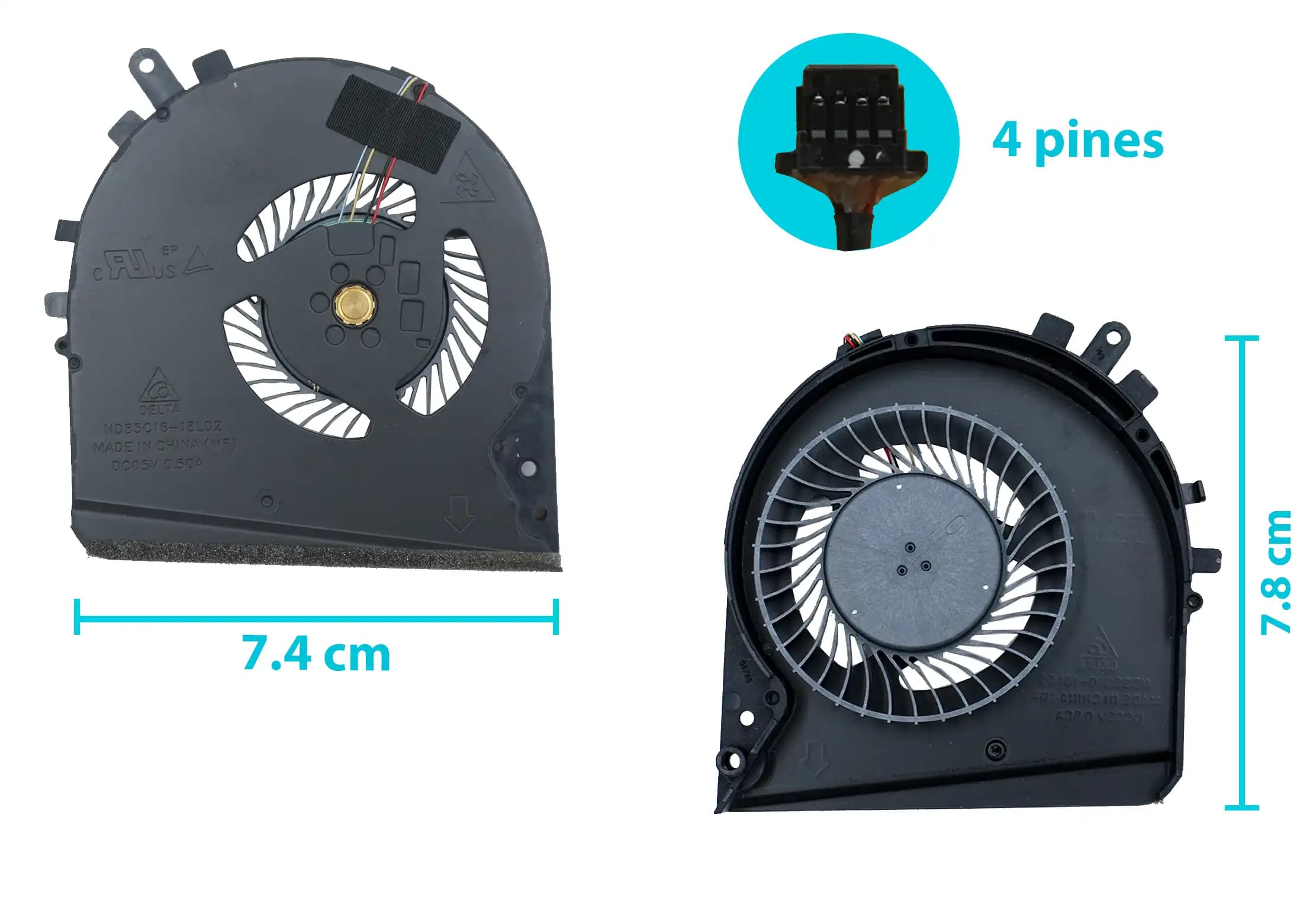 COOLER HP CPU 15T-DK100 15-DK1008CA 15-DK1010CA 15-DK1020CA 15-DK1035NR 5V 0.5A (4 LINES) — imagen 1