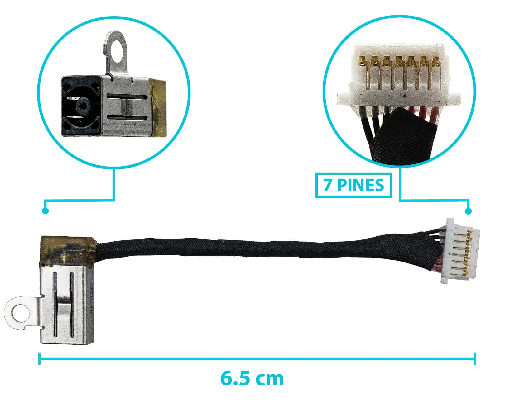 PIN DE CARGA DC JACK HP 830 835 840 845 G7 CON CABLE — imagen 1