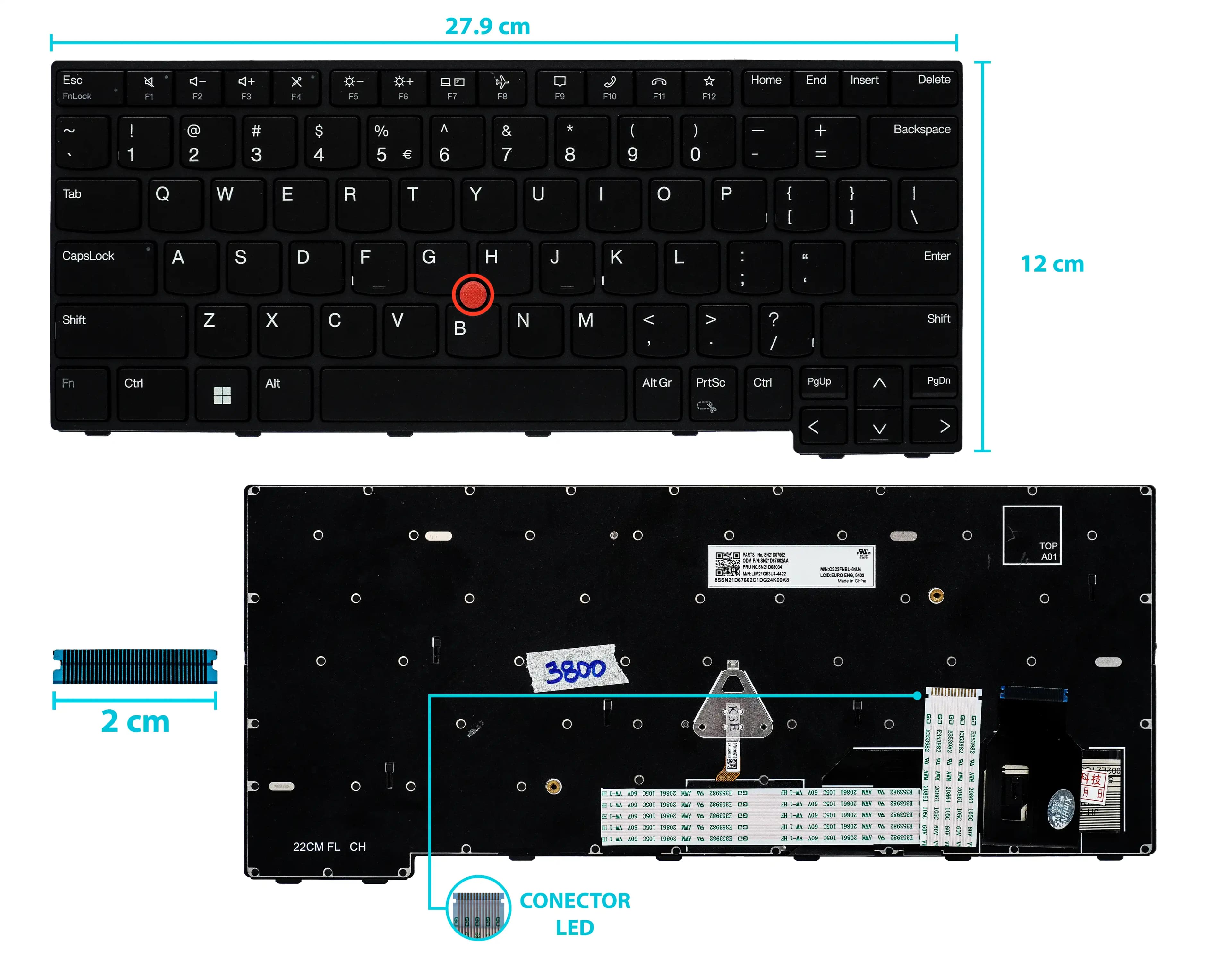 TECLADO LENOVO THINKPAD T14 GEN 3 L14 GEN 3 P14S G3 US — imagen 1