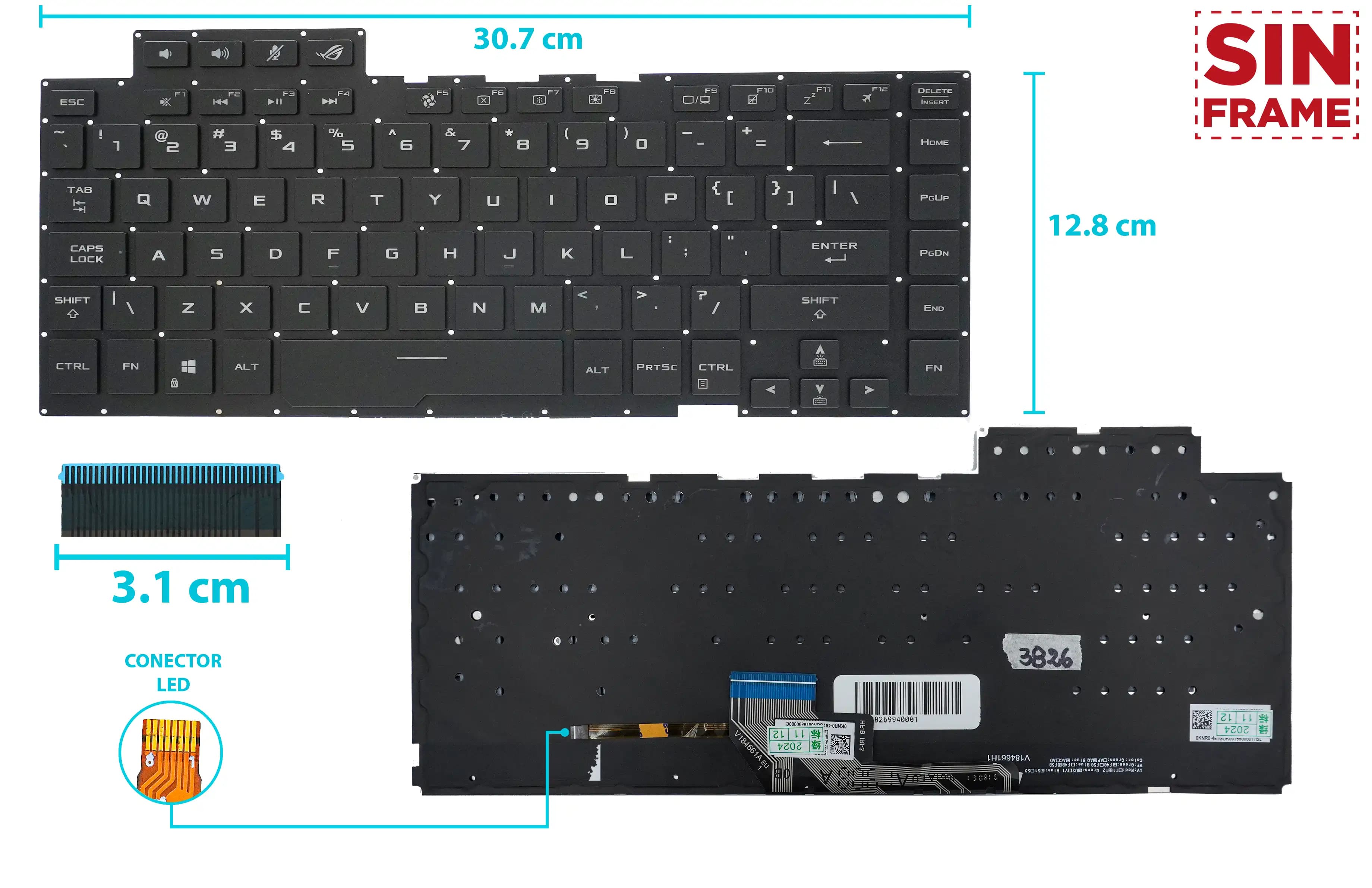TECLADO ASUS ROG GU502 GU502G GU502GU GU502GV GU502GW GU502LU GU502DU GU502DU GU502LV GU502LW US — imagen 1