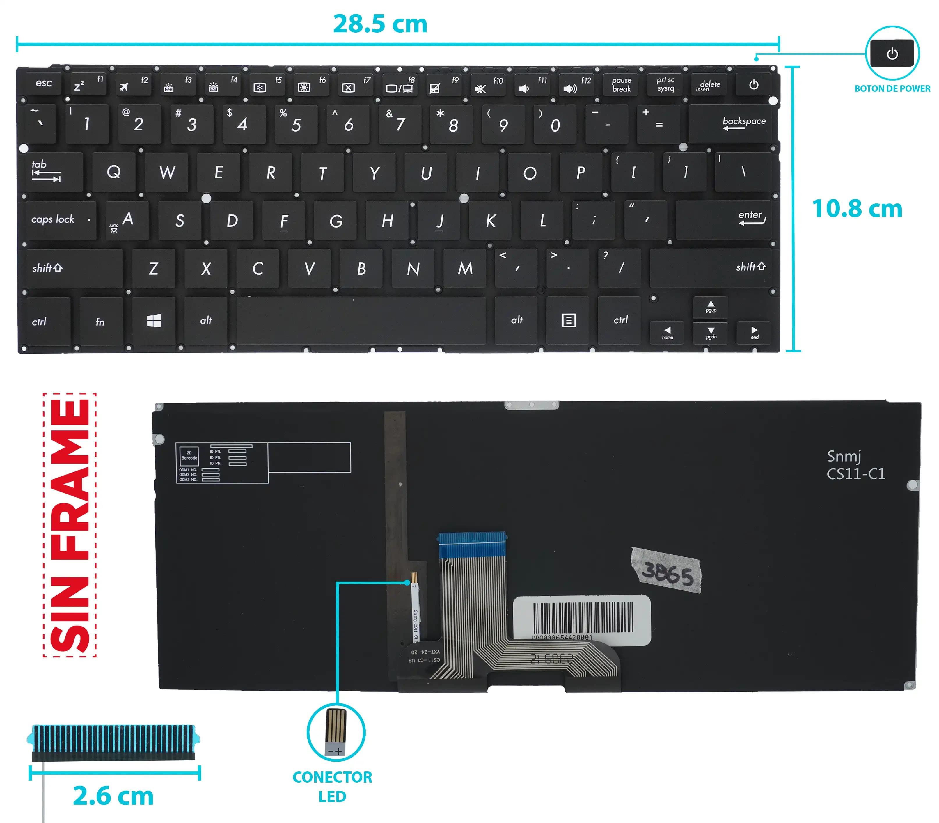 TECLADO ASUS ZENBOOK UX410UA UX410UQ U4100 RX410 UX310UA CON BAKLIGTH SIN FRAME US — imagen 1
