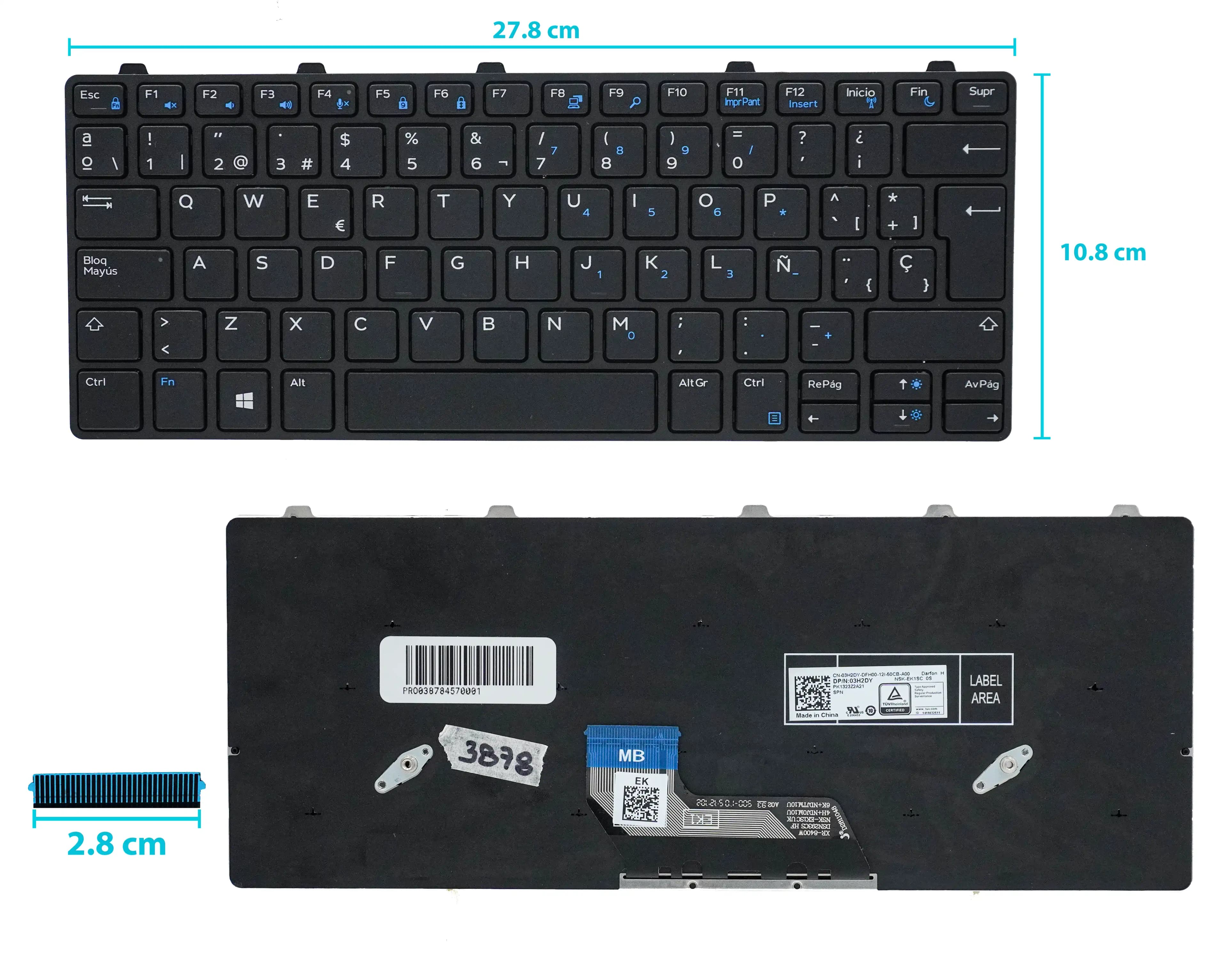 TECLADO Dell Latitude 13 3380 13-3380 3180 3189 3190 3380 SP — imagen 1