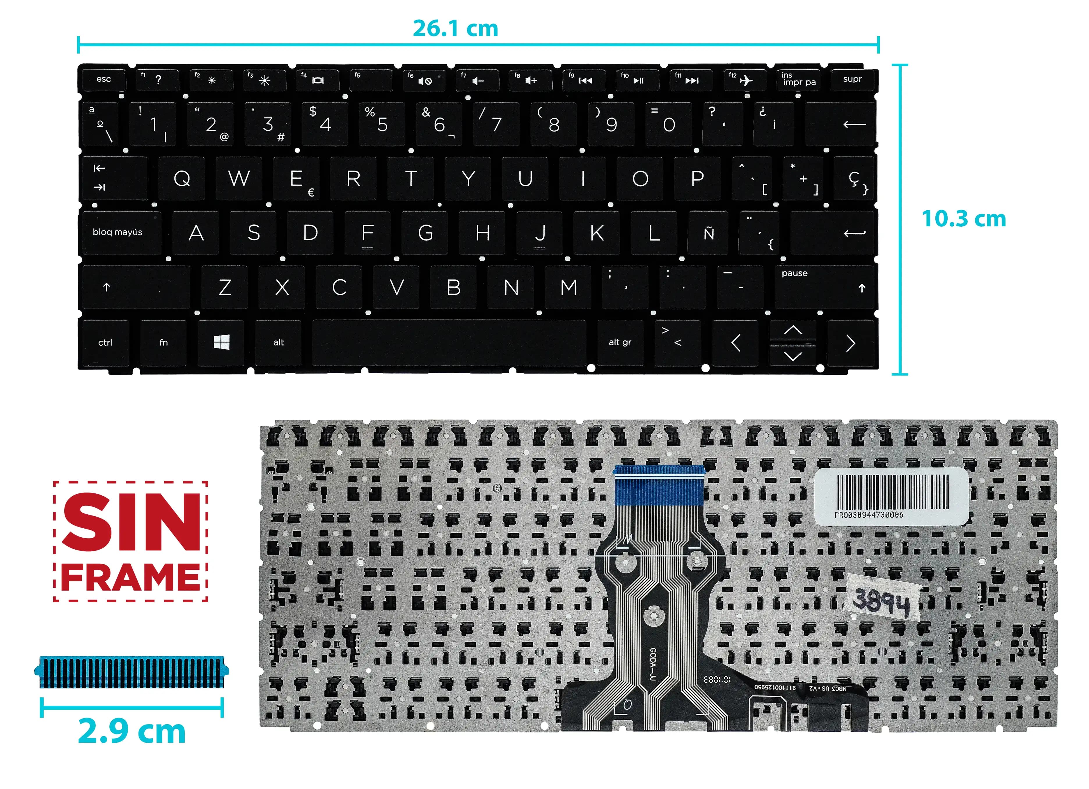 TECLADO HP PAVILION X360 11-AD 11-AD108CA 11-AD018CA 11-AD051NR 11-AD010CA 11M-AD 11M-AD013DX 11M-AD113DX ENTER SMALL SIN FRAME SP — imagen 1