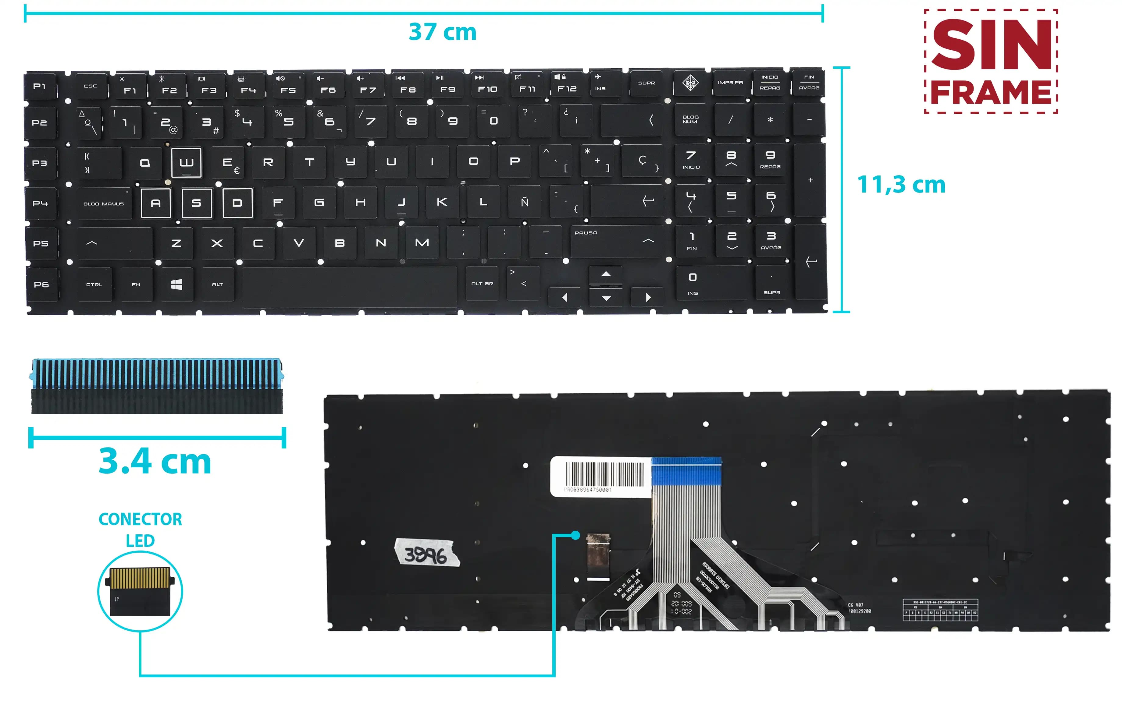 TECLADO HP OMEN 17-CB 17-CB0002CA 17-CB0020NR 17-CB0040NR 17-CB0050NR CON BACKLIGTH SIN FRAME SP NUMÉRICO — imagen 1
