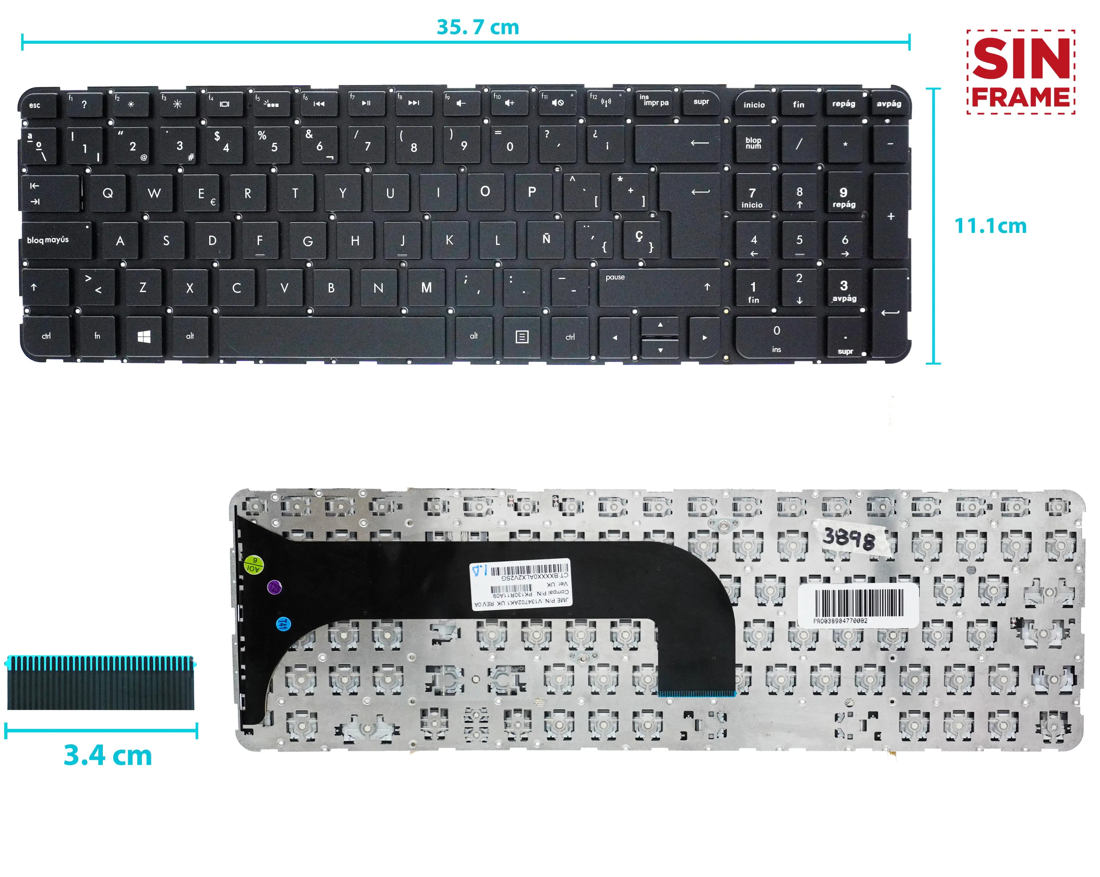 TECLADO HP ENVY M6-1000 SIN FRAME SP NUMÉRICO — imagen 1