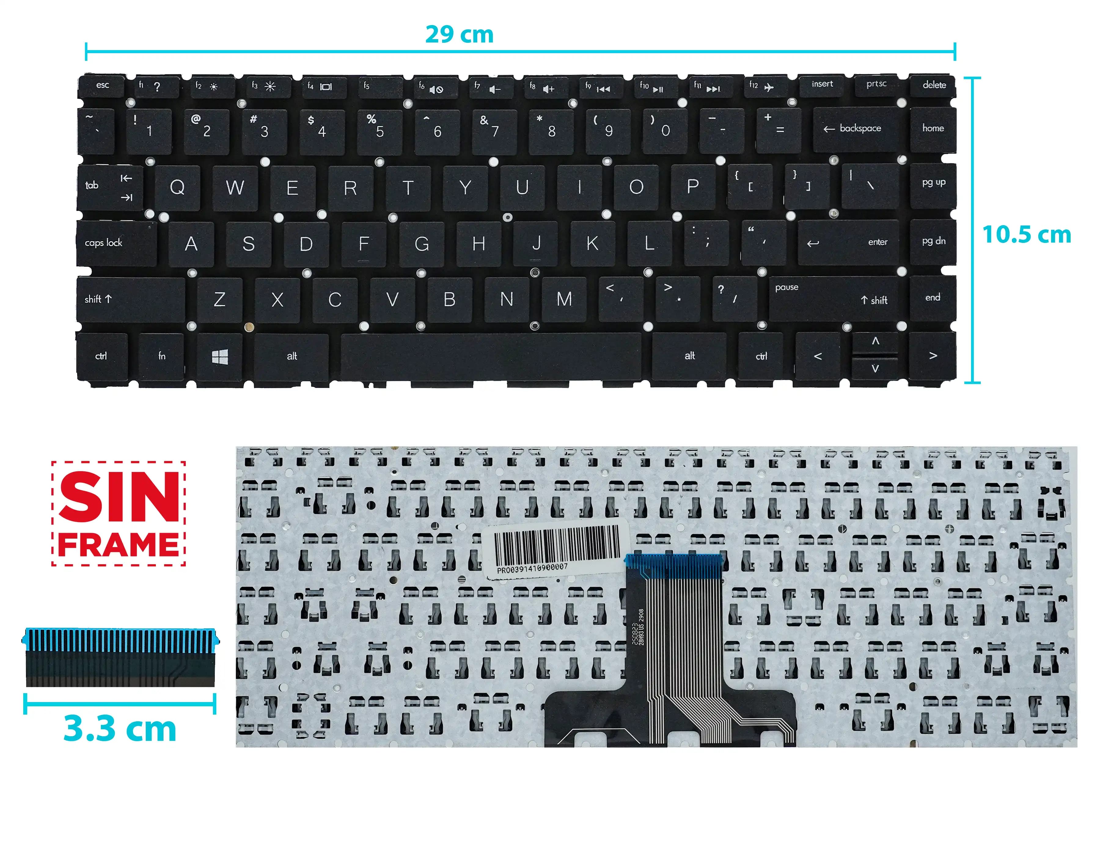 TECLADO HP 14-DA 14-CK 14-CC CC0027TX 14-BD 14-CE 14-CB W125 TPN-Q188 Q190 Q207 L15599-B31 SIN FRAME US — imagen 1