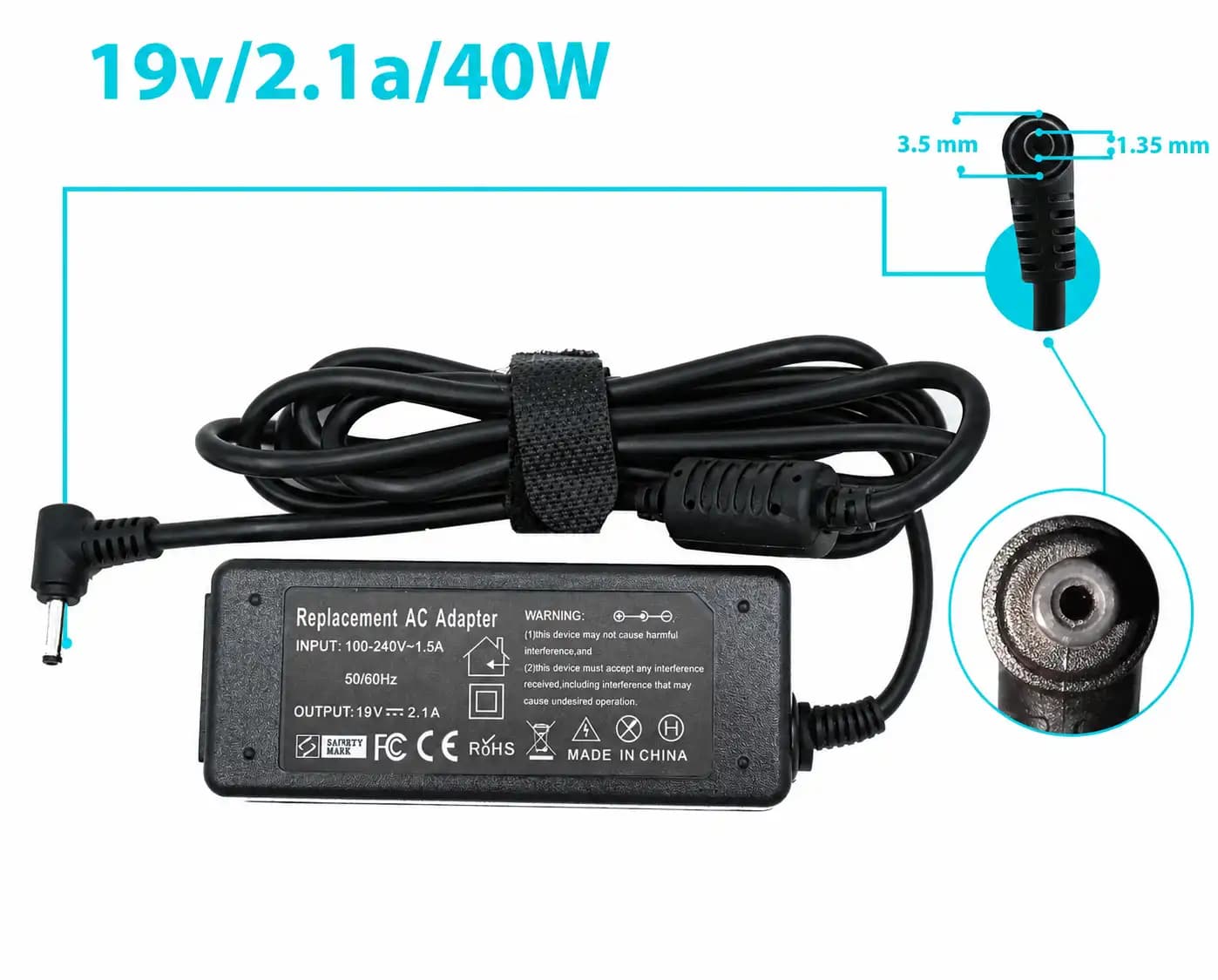 CARGADOR GATEWAY DYNABOOK 19v/ 2.1a/40W/3.5x1.35mm *HC* — imagen 1