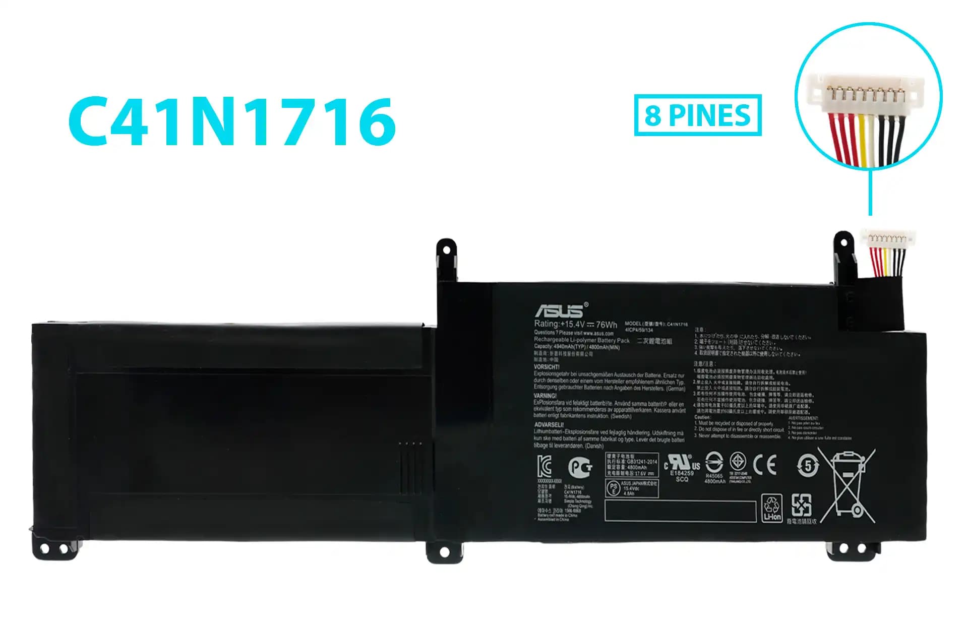 BATERIA ASUS GL703GM C41N1716 INTERNA *ORIGINA* — imagen 1