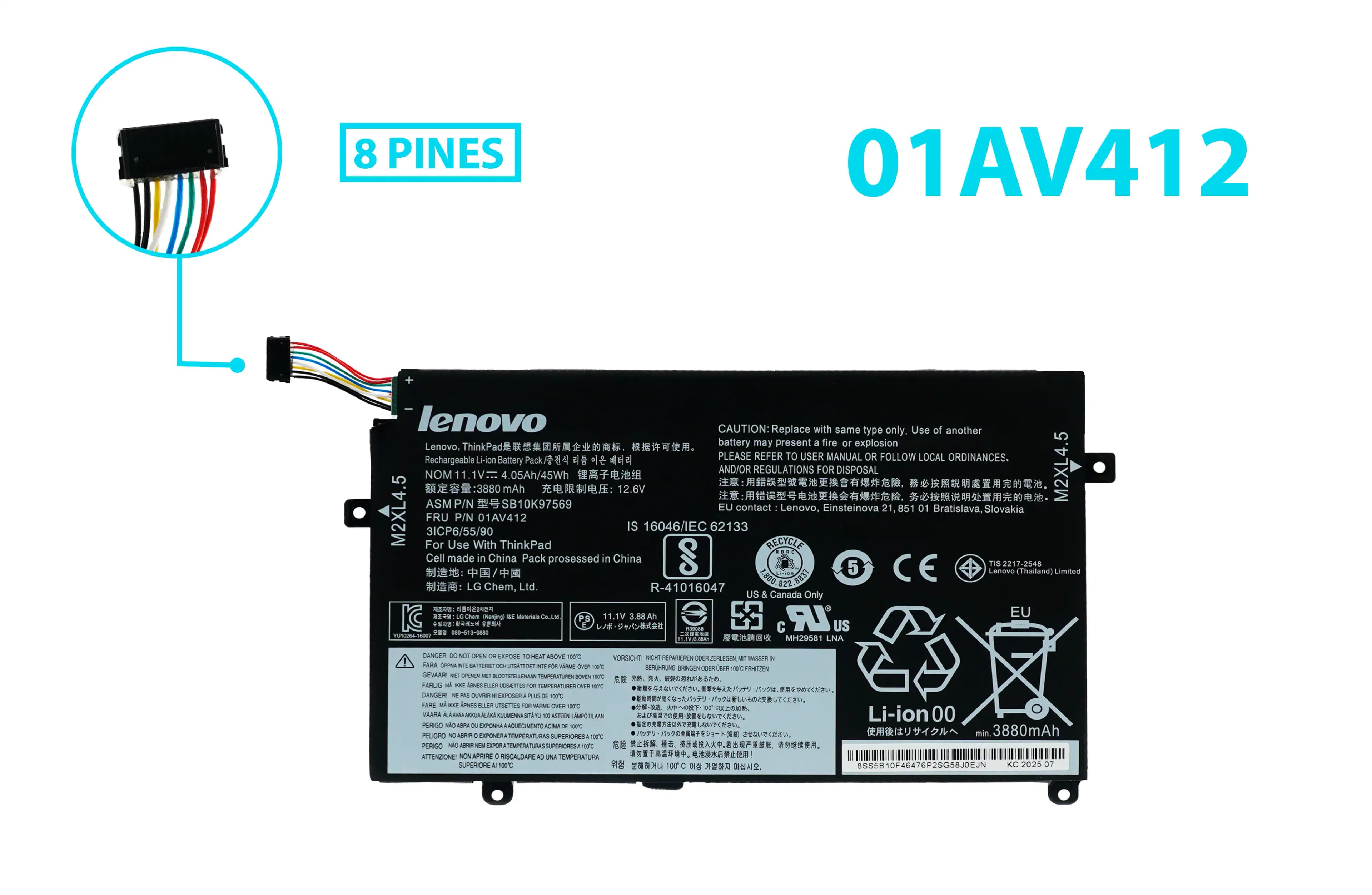 BATERIA LENOVO THINKPAD E470 E475 01AV411 01AV412 01AV413 INTERNA *ORIGINAL* — imagen 1