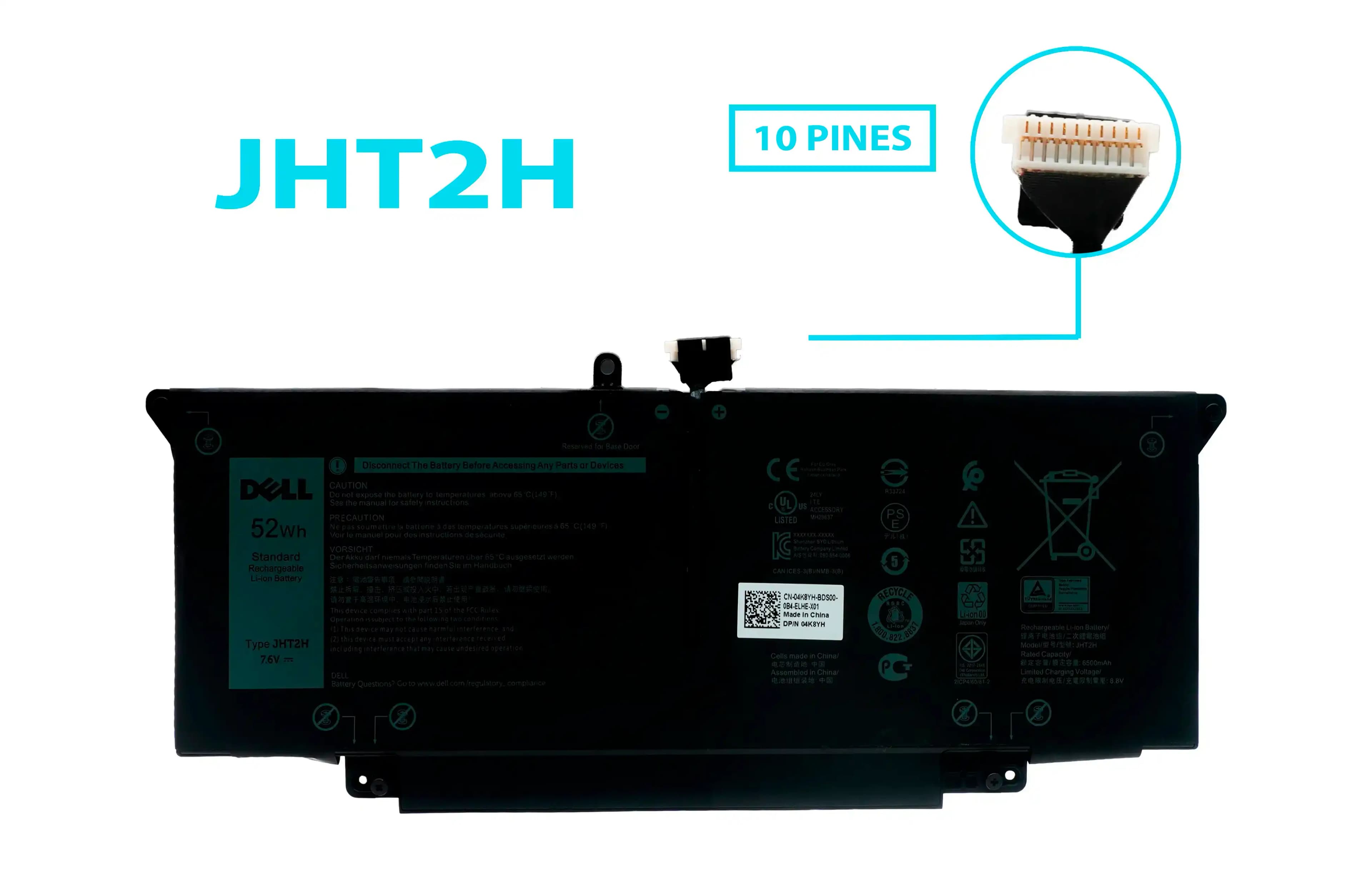 BATERIA DELL LATITUDE 7310 7410 TYPE JHT2H 7.6V 52Wh INTERNA *ORIGINAL* — imagen 1