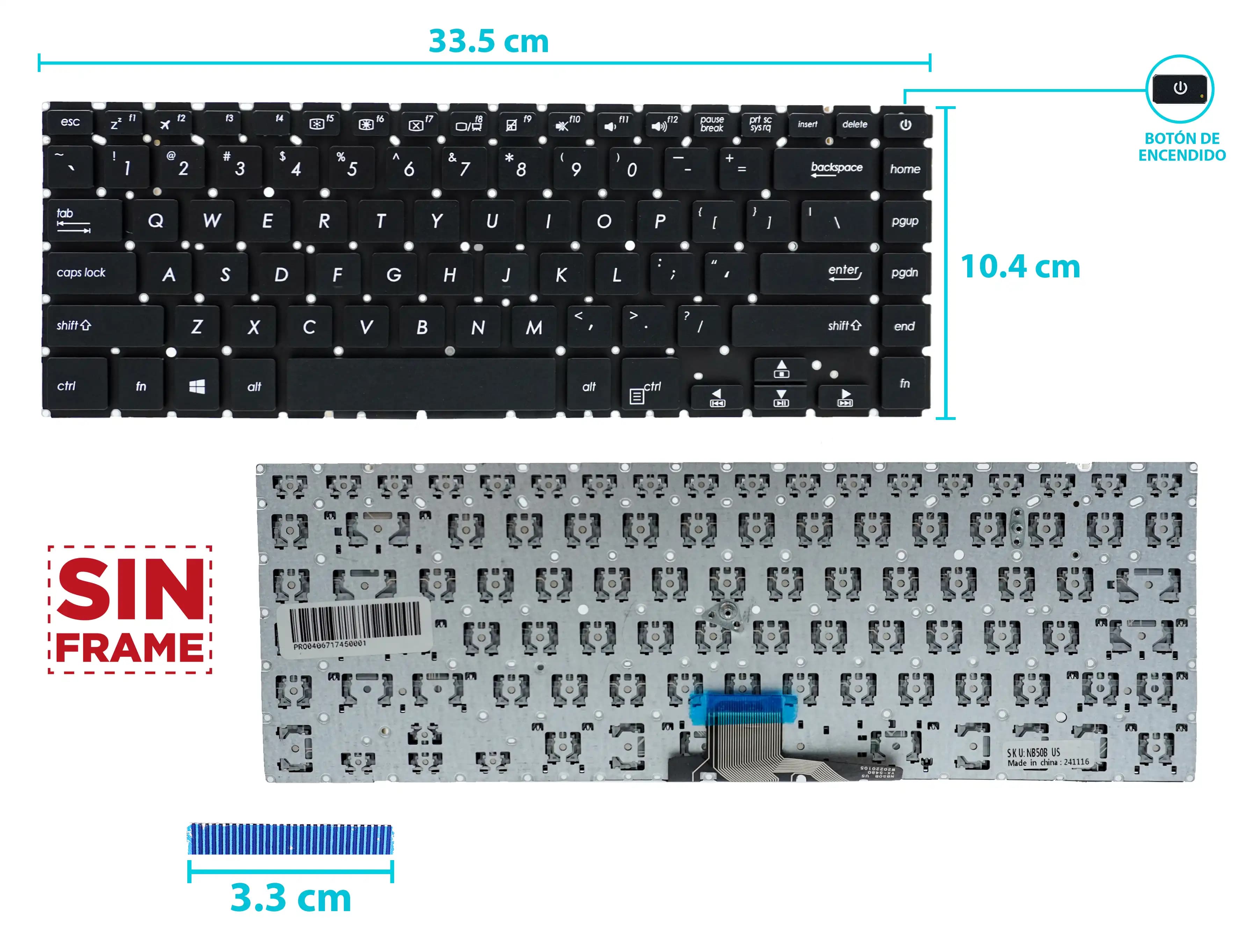 TECLADO ASUS VIVOBOOK S510UQ-BQ475T F510UA-AH51 F510UF-ES71 X510UA X510UQ S510UA S510UA-RB31 S510UN-DB55 S510UN-NH77 S510UQ-BQ178T S510UQ-BQ520T F510UA-AH55 F510UN X510UF X510UR SIN FRAME US — imagen 1