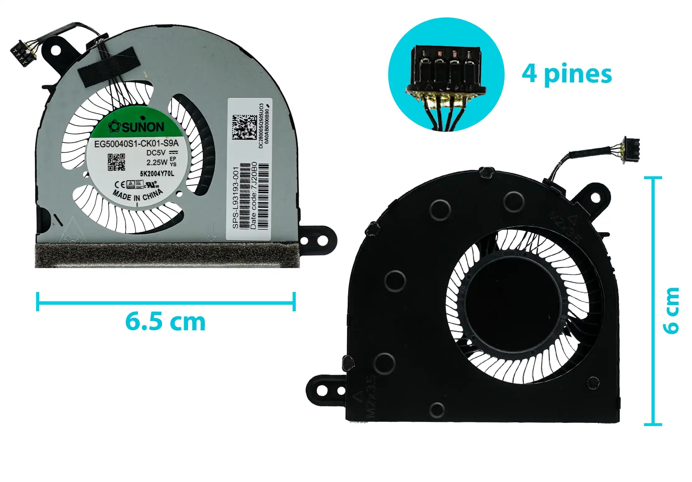 COOLER HP ENVY CPU X360 15-ED 15M-EED TPN-C149 L93193-001 DC5V 2.25W (4 LINES) — imagen 1