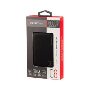 POWER BANK ARGOM 6000 ARG-PB-1136 WITH CABLE NEGRO — imagen 3