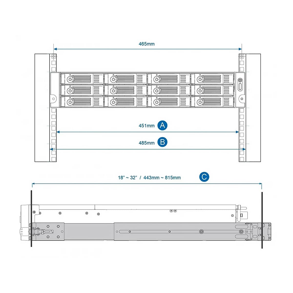 Rail Kit QNAP for 2 RU Rackmount Models — imagen 3