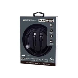 CABLE ARGOM DURASPEED TYPE-C TO TYPE-C 240W ULTRA FAST CHARGE 1.8mts Black — imagen 5