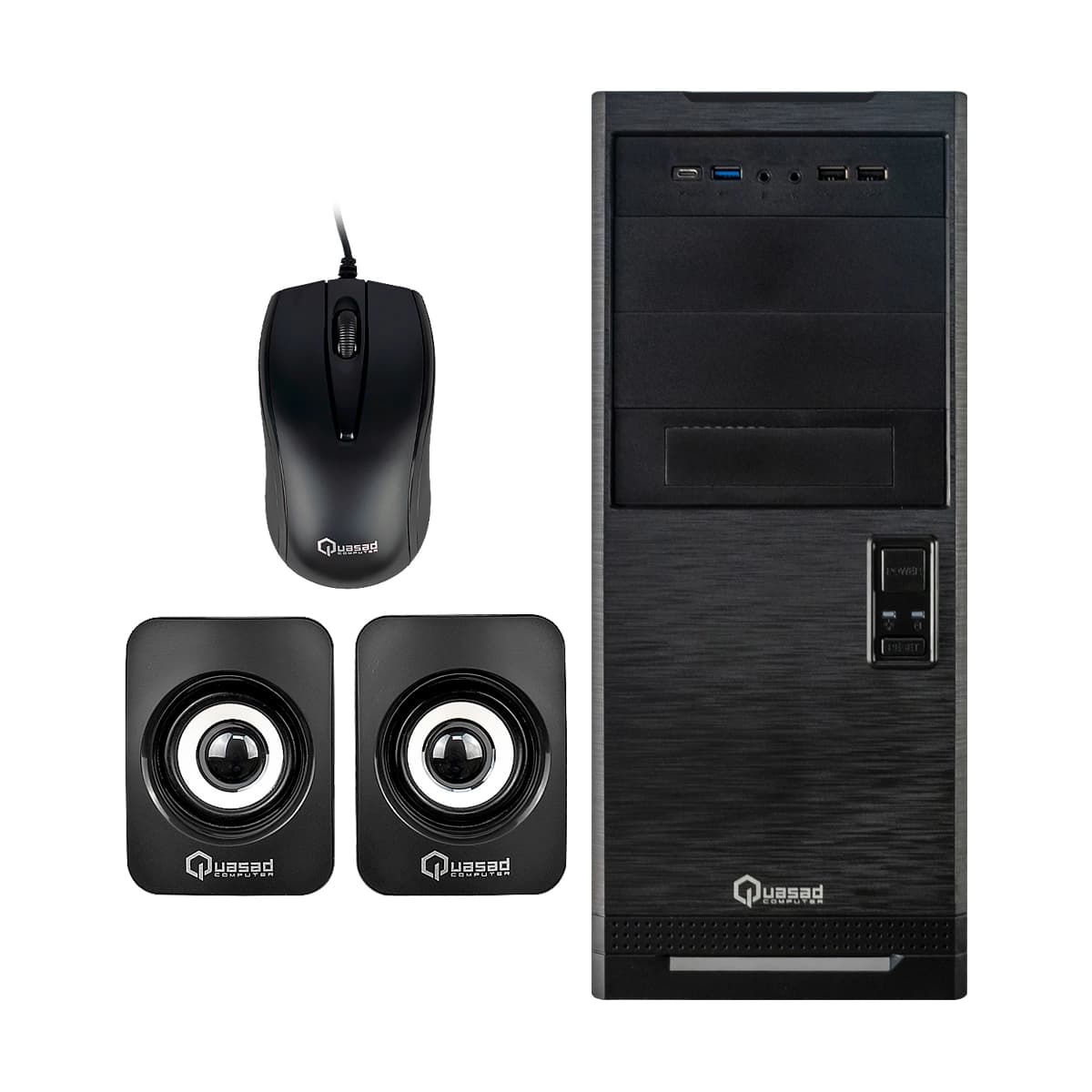 CASE QUASAD C3152 2USB3.2 USB2.0 24-4 PINES 2SATA TECL. MOU. PAR. FP-300W NEGRO — imagen 8