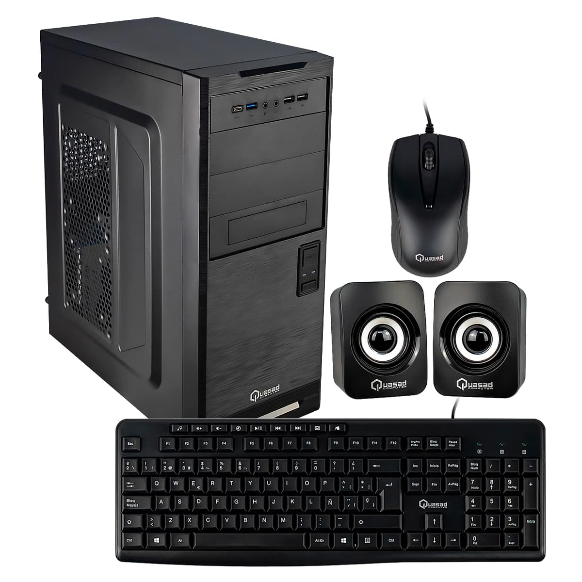 CASE QUASAD C3152 2USB3.2 USB2.0 24-4 PINES 2SATA TECL. MOU. PAR. FP-300W NEGRO — imagen 6