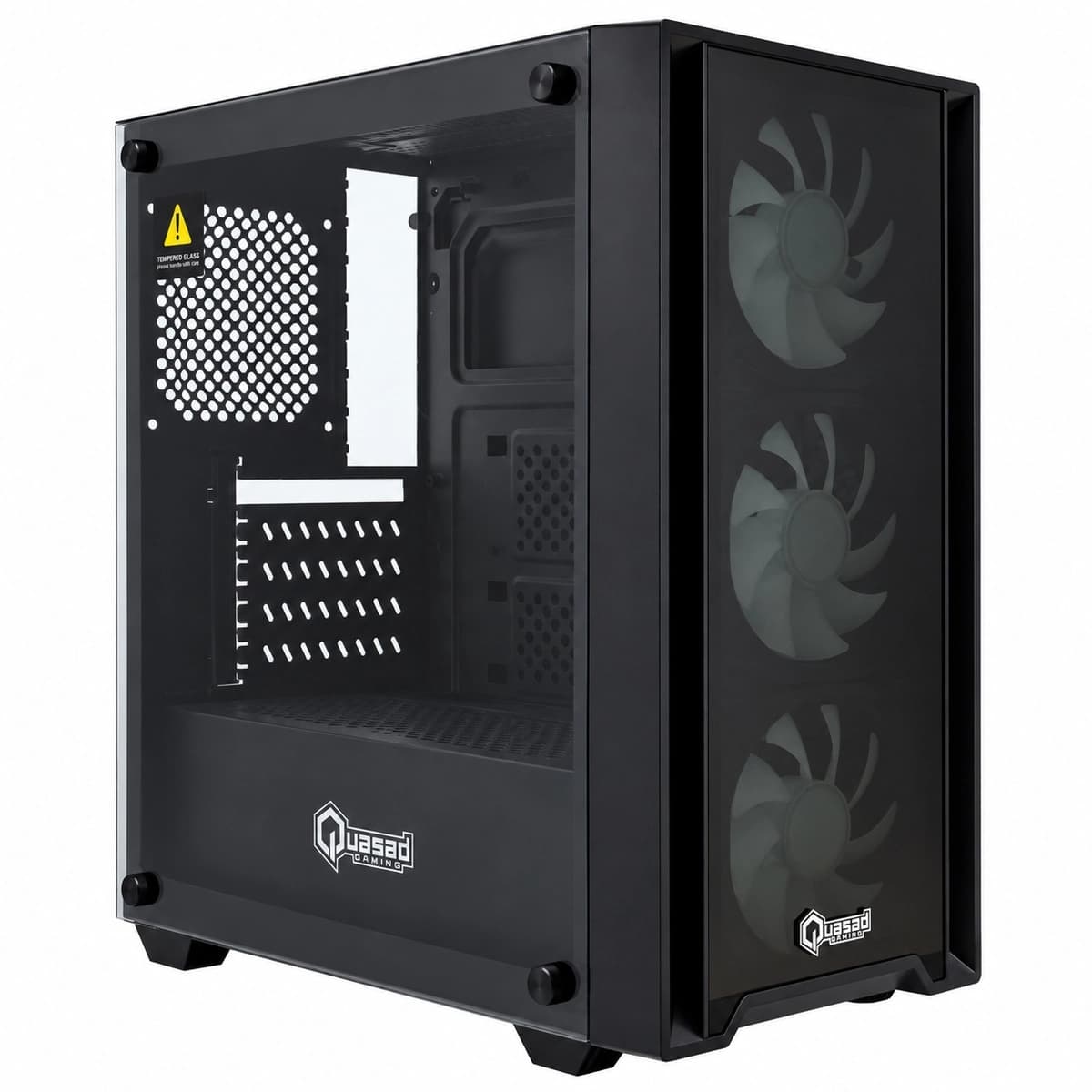 CASE QUASAD MICRO-ATX FULL-SIZE GAMING 0.5MM GLASS SIDE-GLASS 3USB 3VEN-RGB810 FPO-850 Plus ATX — imagen 6