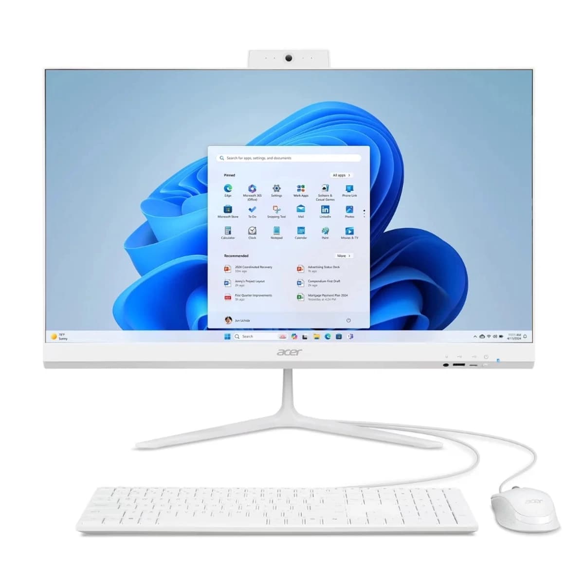 COP. ACER AIO AMD Ryzen 5 7520U 8GB 512GB-DDR5 23.8Inch FHD-IPS HDMI USB-C USB-A W11-H Blanco — imagen 6