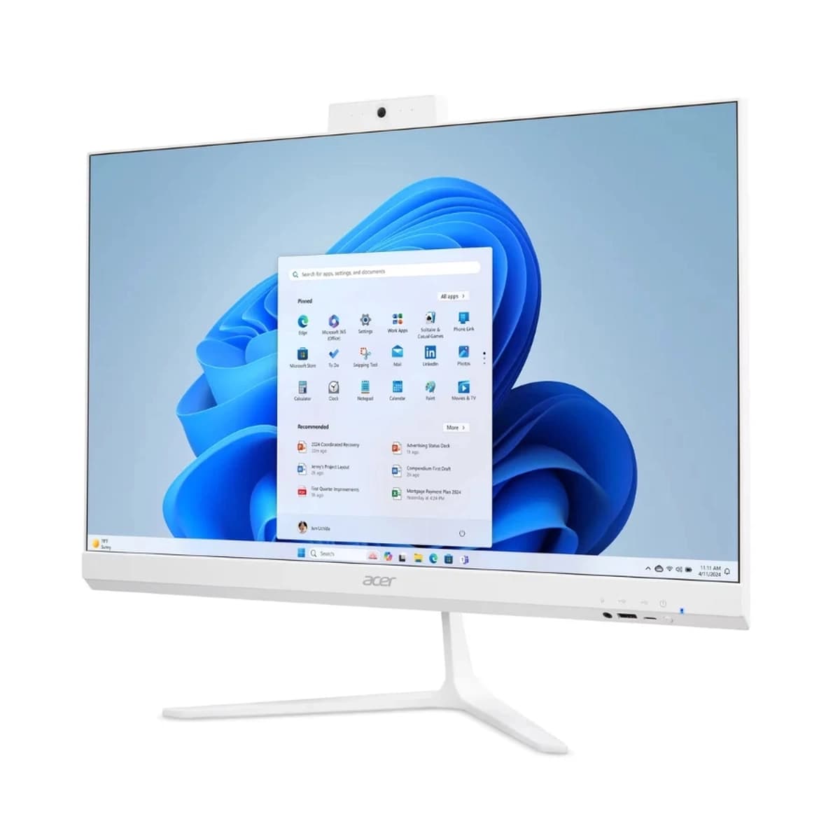 COP. ACER AIO AMD Ryzen 5 7520U 8GB 512GB-DDR5 23.8Inch FHD-IPS HDMI USB-C USB-A W11-H Blanco — imagen 8