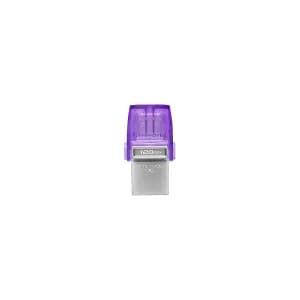 FLASH MEMORY KINGSTON 128GB DATA TRAVELER microDuo 3C TYPE-A - C PURPLE — imagen 1